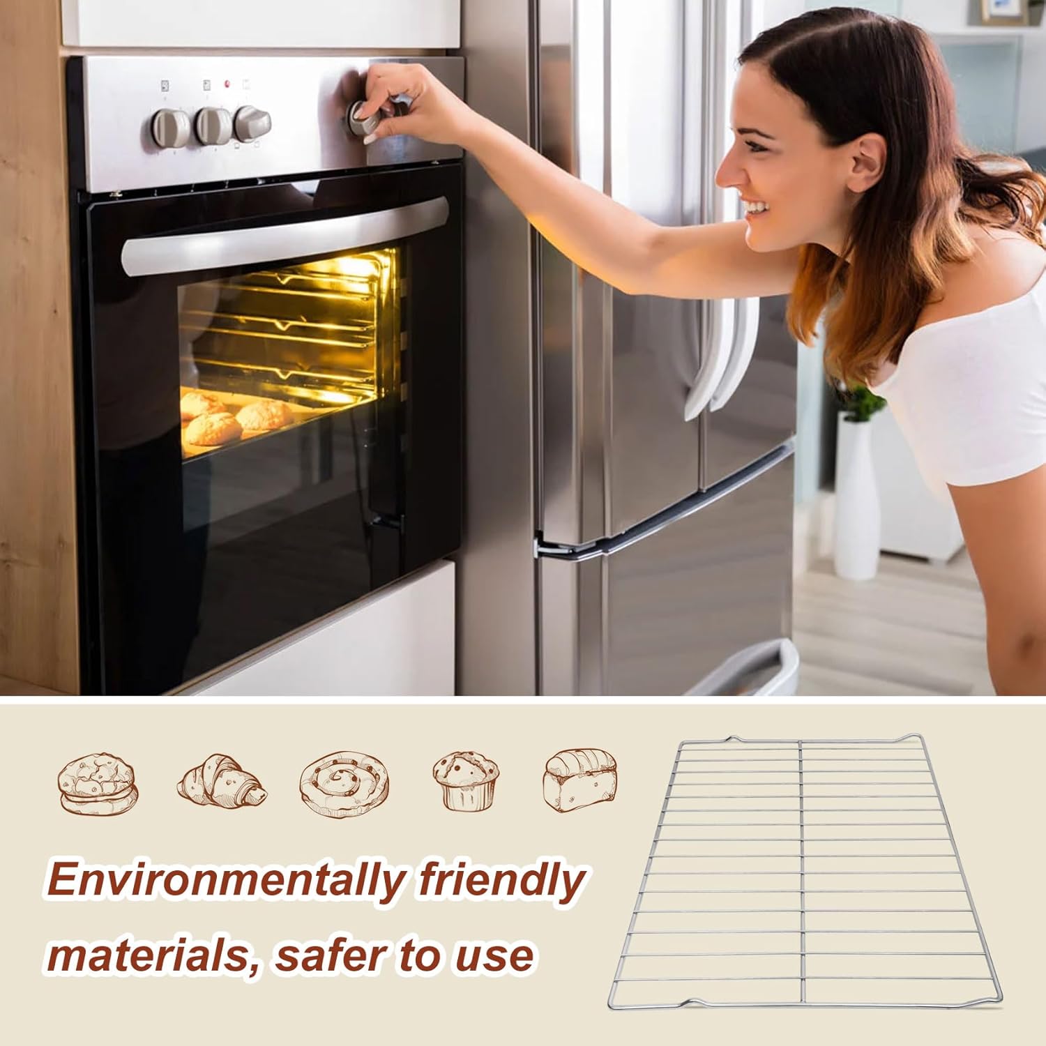 WB48T10063 – Estante para horno compatible con GE, respetuoso con el medio ambiente y duradero, seguro y libre de contaminación, reemplaza el número