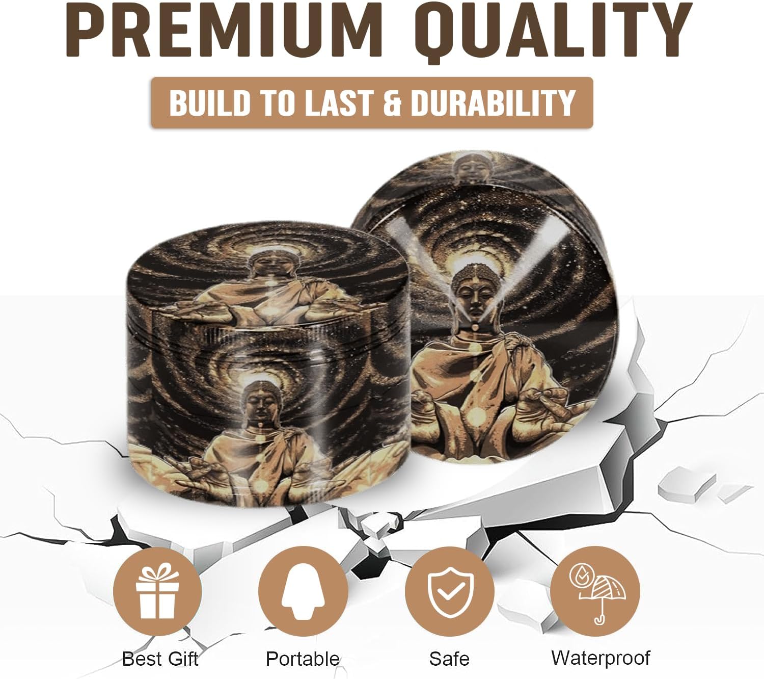 Molinillo de especias Boho Grinder Molinillo de hierbas (3 pulgadas, diseño negro dorado)