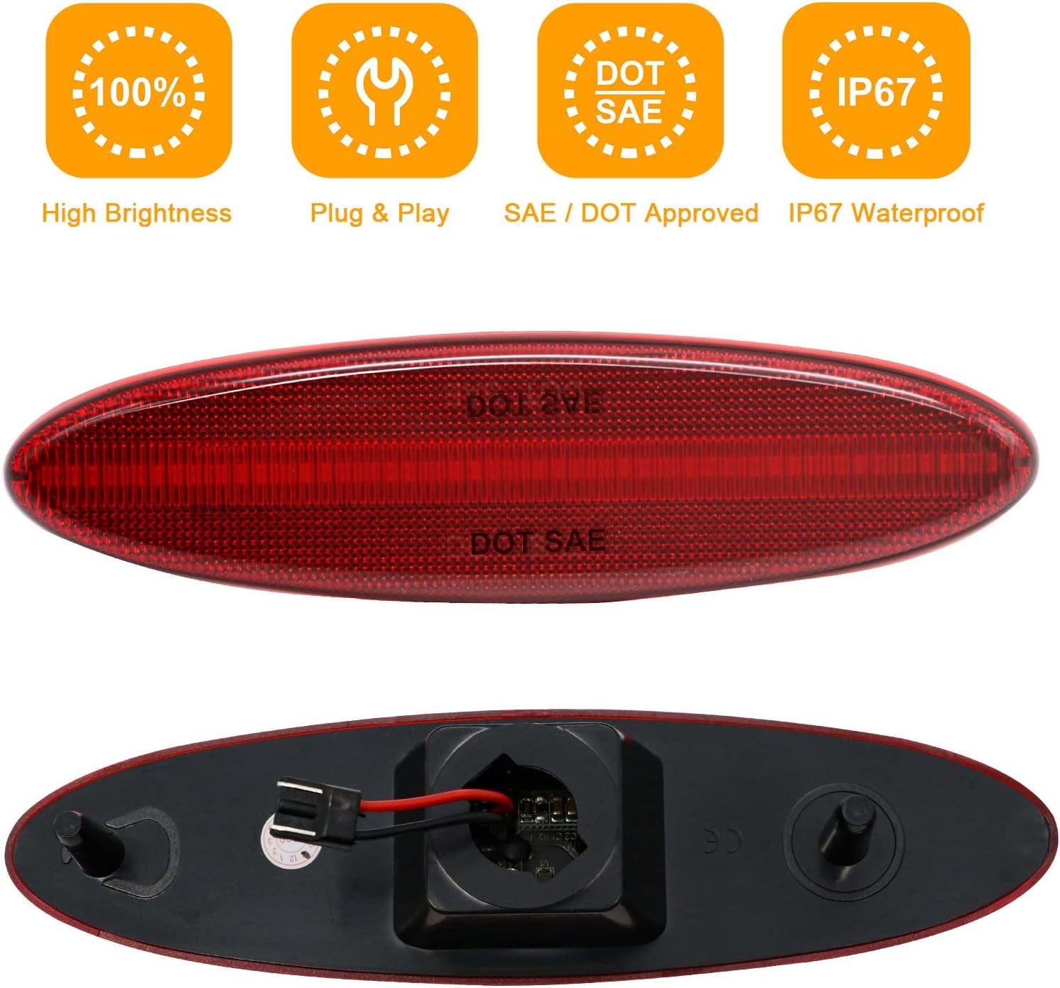 Luz de marcador lateral LED completa compatible con Corvette C5 1997-2004, carcasa roja LED roja parachoques trasero guardabarros repuesto OE #