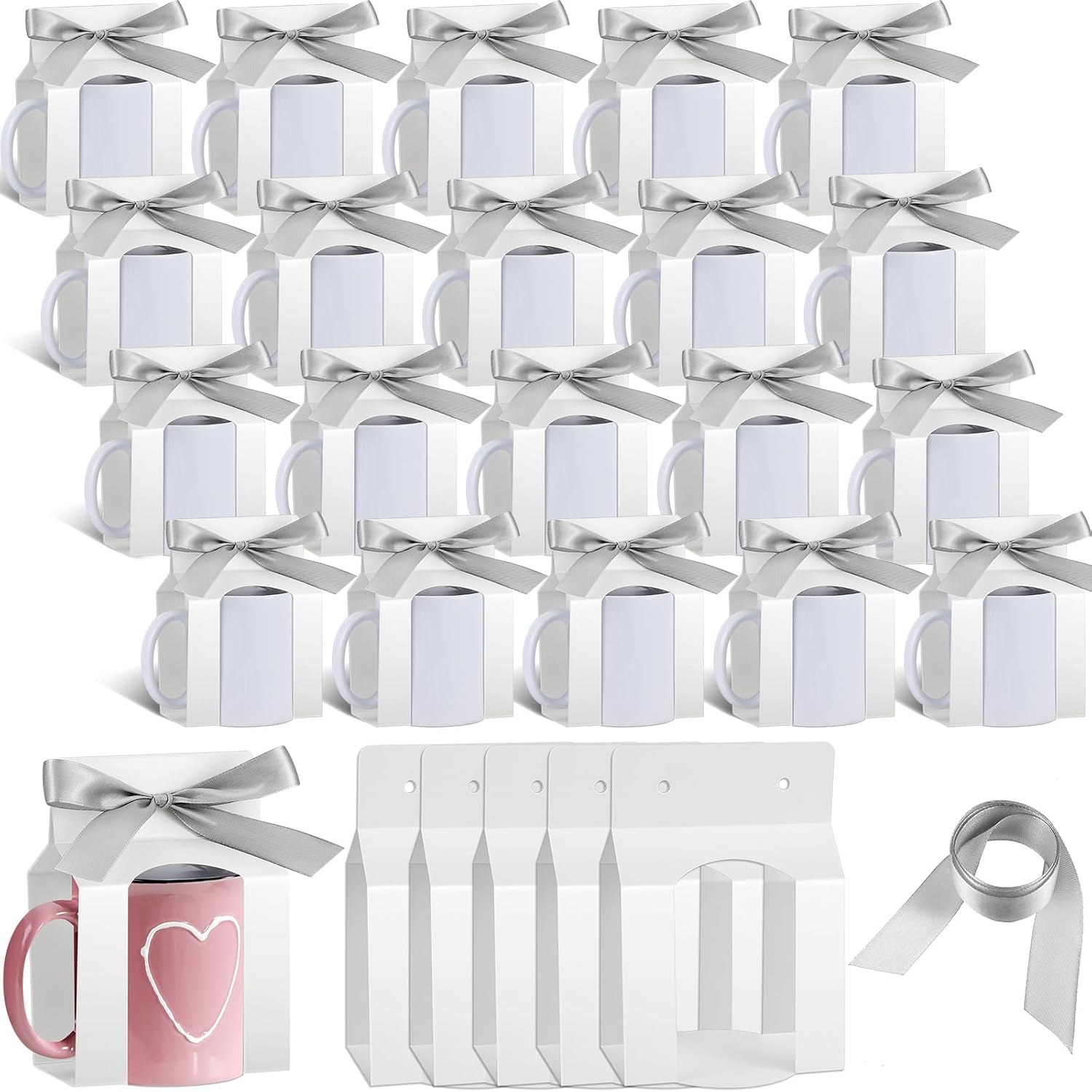 36 cajas para tazas, tazas de sublimación, bolsas de regalo, caja de regalo con ventana, cajas de taza para envío, caja de embalaje de regalo para