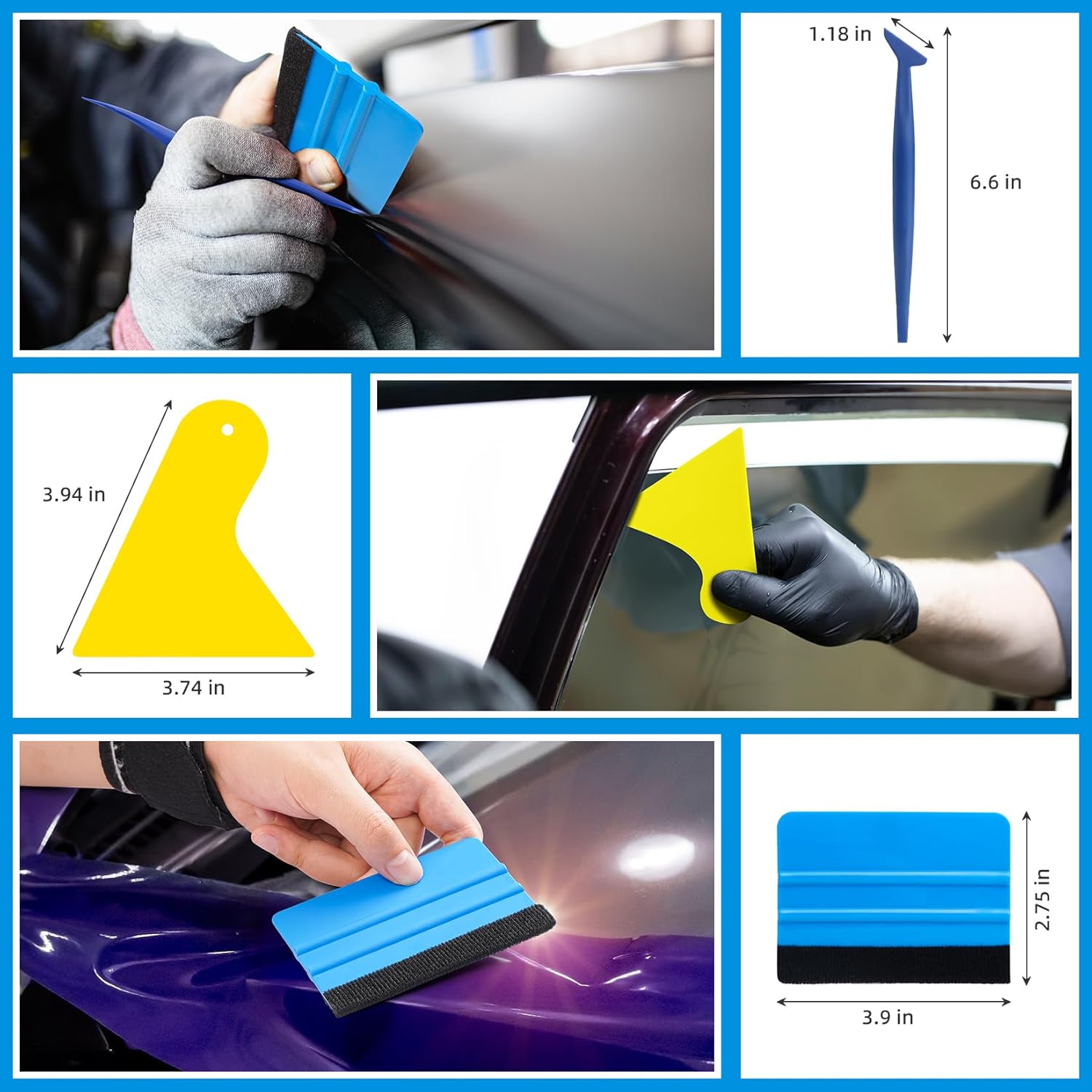 DIYSELF Kit de tinte de ventana, kit de herramientas de envoltura de vinilo de 19 piezas, kit profesional de envoltura para automóvil, herramientas