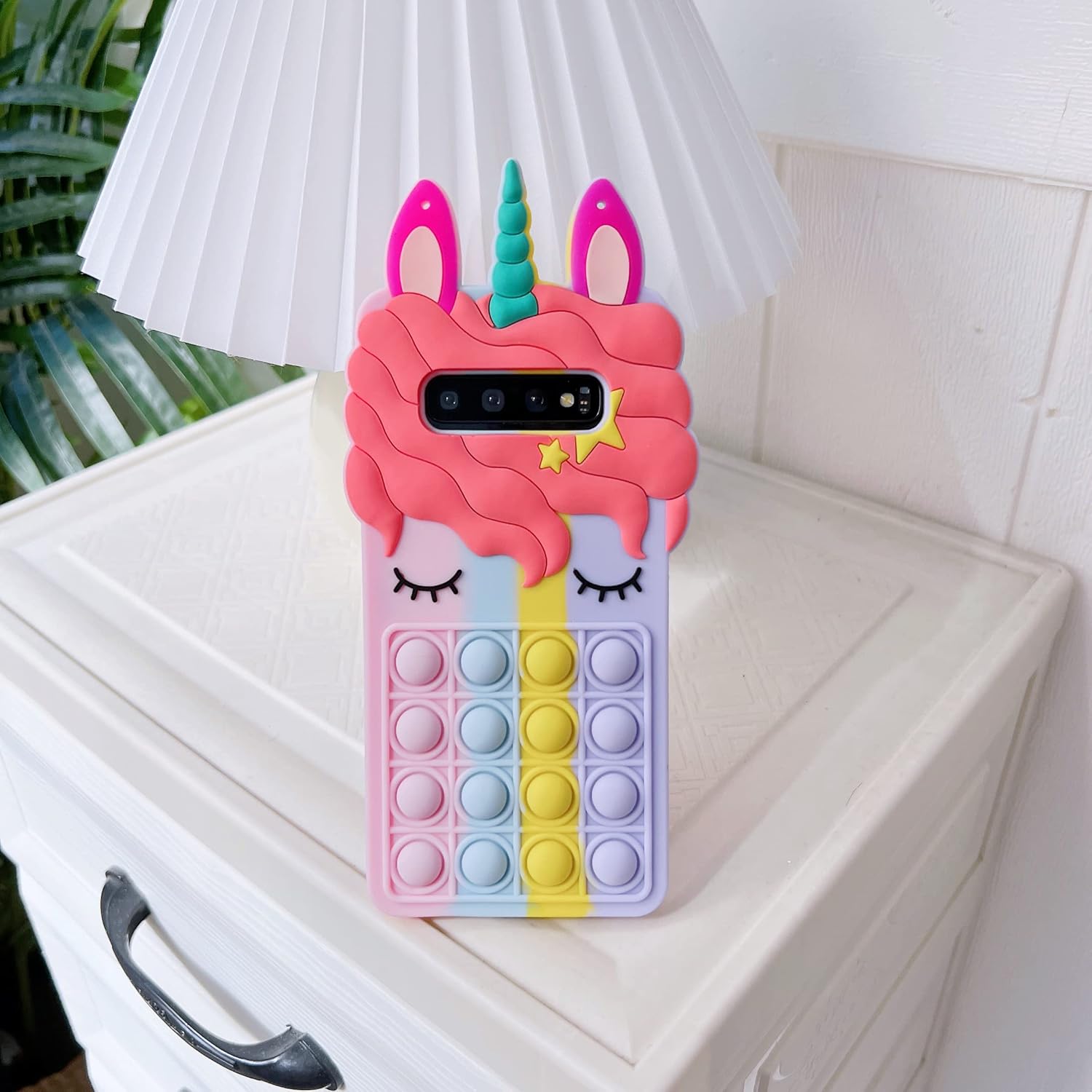 Lubiogio Funda de silicona suave para Samsung Galaxy S10+Plus de 6.4 pulgadas con correa, diseño 3D de dibujos animados kawaii para niñas, mujeres,