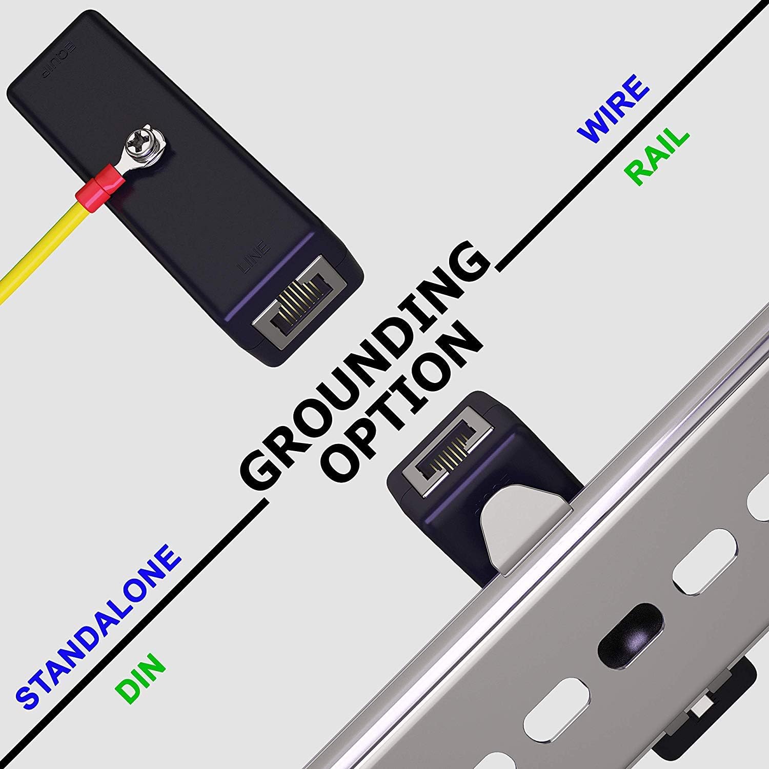 Protector contra sobretensiones Ethernet – PoE+ – Gigabit – (con opción de montaje en carril DIN) – Tubo de descarga de gas para protección completa