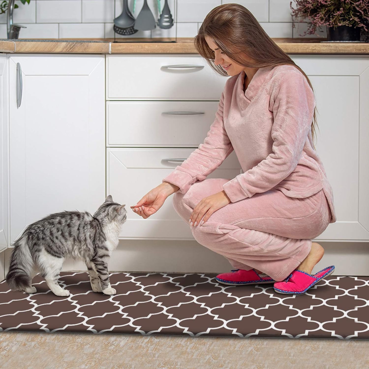 KMAT – 2 Tapetes para cocina, acojinados, antifatiga, impermeables, antideslizantes, de PVC resistente y espuma cómoda y ergonómica para estar de