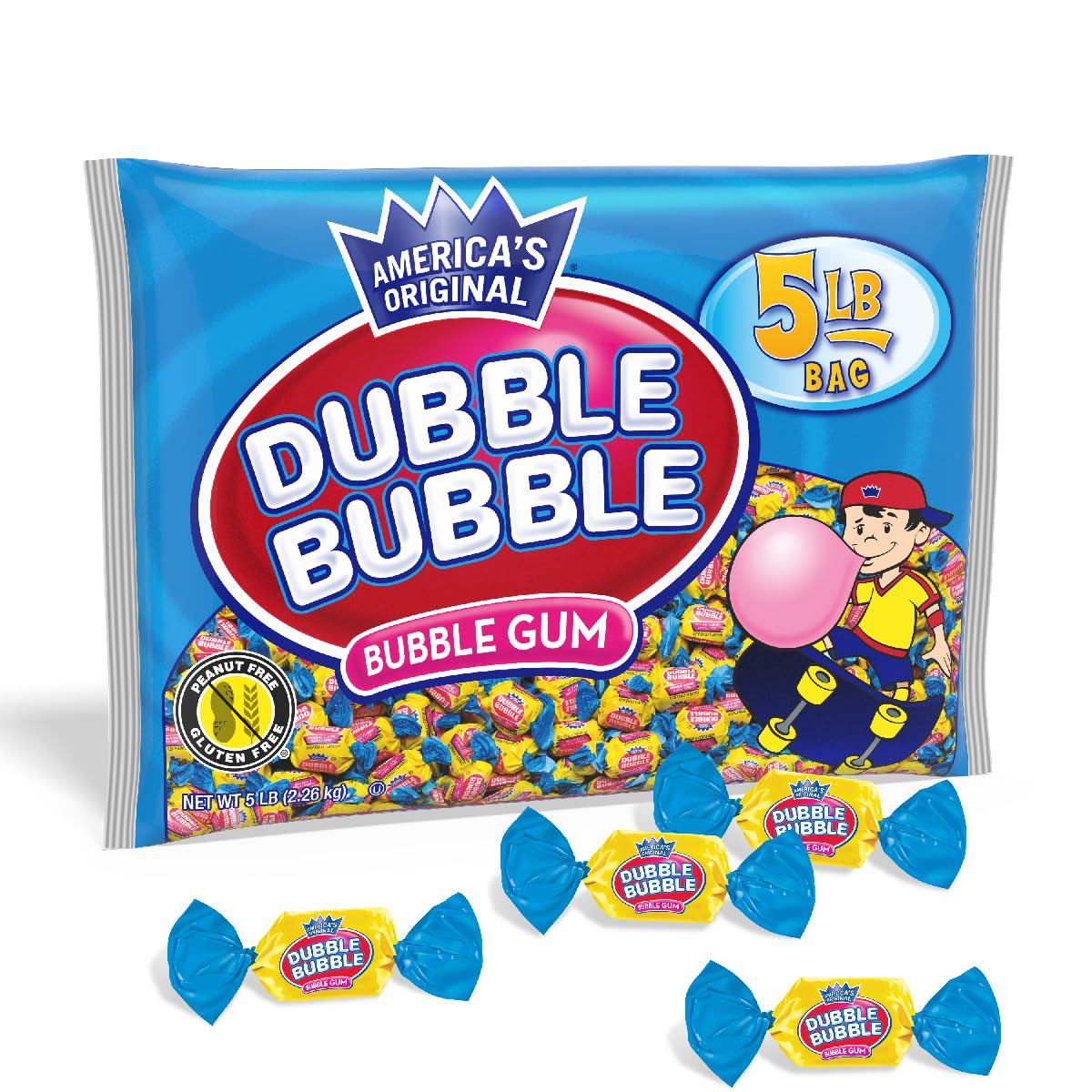 Dubble Bubble Original Twist Bubble Bubble – Caramelo envuelto individualmente, sin gluten, kosher y sin maní, bolsa de 5 libras