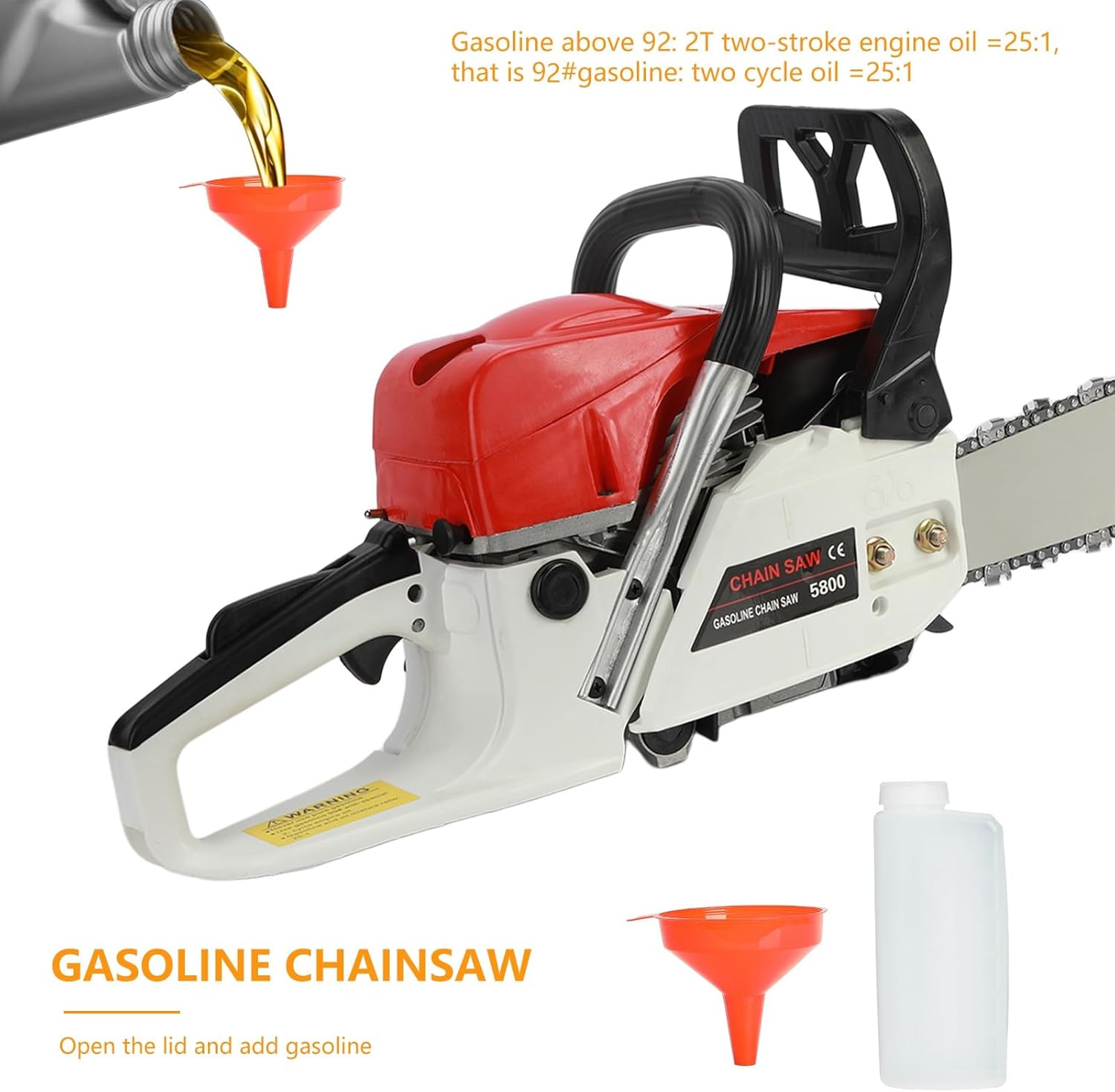 58CC Gas-Powered-Chainsaw, 20 Inch Gas Chain Saw, 2-Cycle-Gasoline Handheld Cordless Petrol Chain Saws for Trees Wood Cutting 20Inch