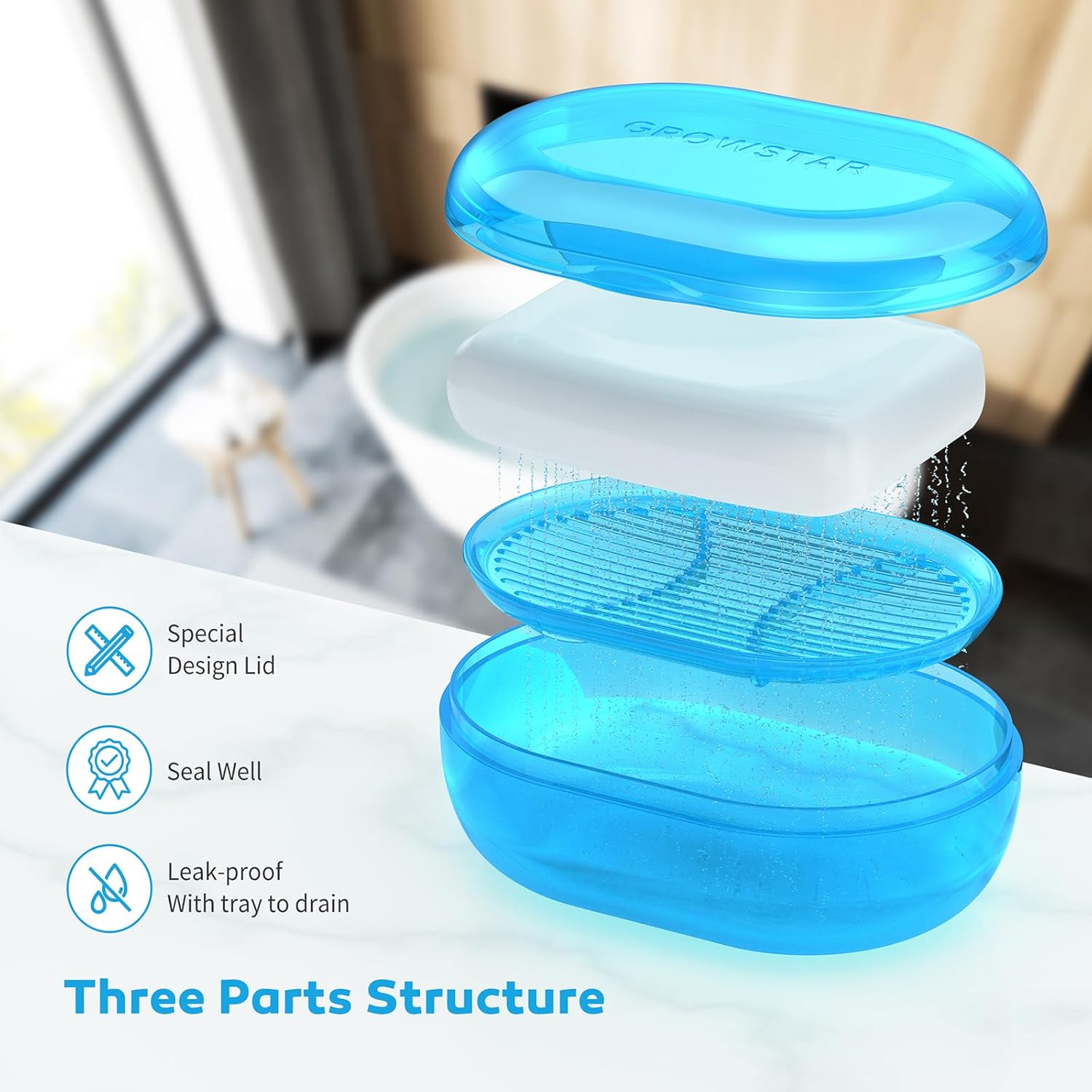 Paquete de 2 jaboneras, contenedor de jabón de viaje, jabonera portátil con tapa, jaboneras a prueba de fugas para barra de jabón con funda, soporte