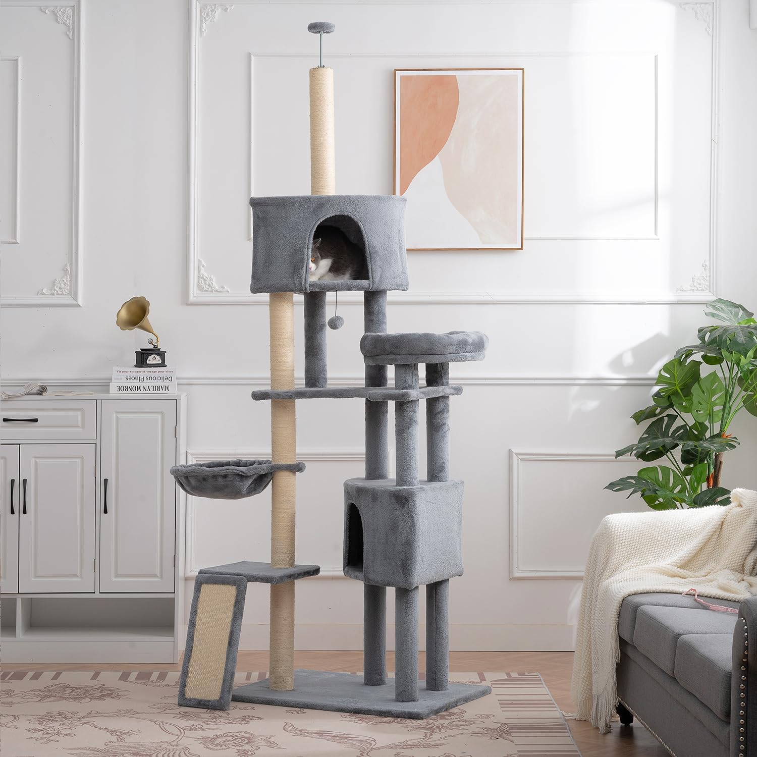 mydearpet Árbol para gatos, torre para gatos de 104 pulgadas para gatitos de interior, gatos y mascotas, condominio para gatos de varios niveles con