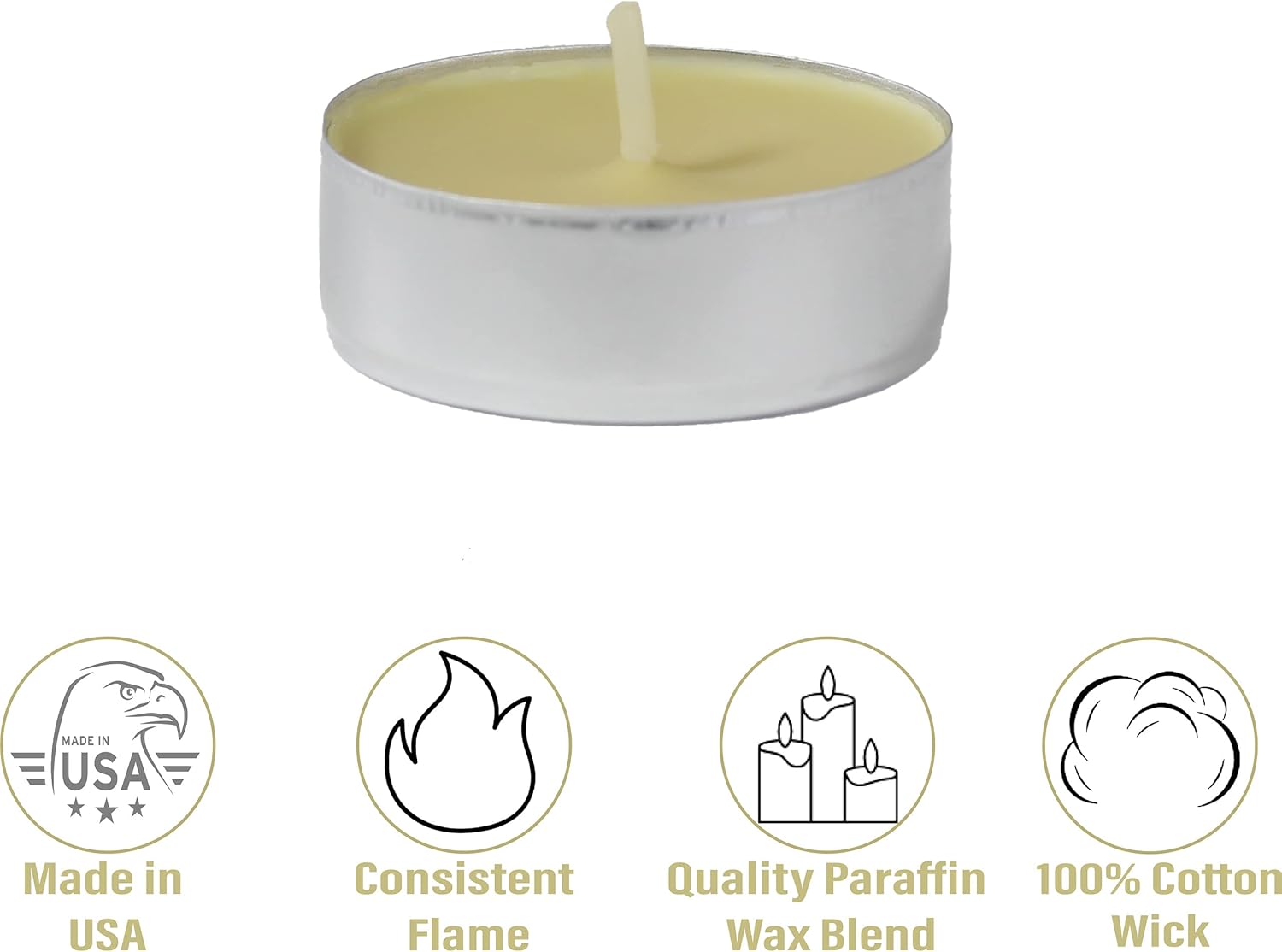 CandleNScent Velas de té de colores  Sin perfume  Marfil  Fabricado en Estados Unidos (paquete de 30)