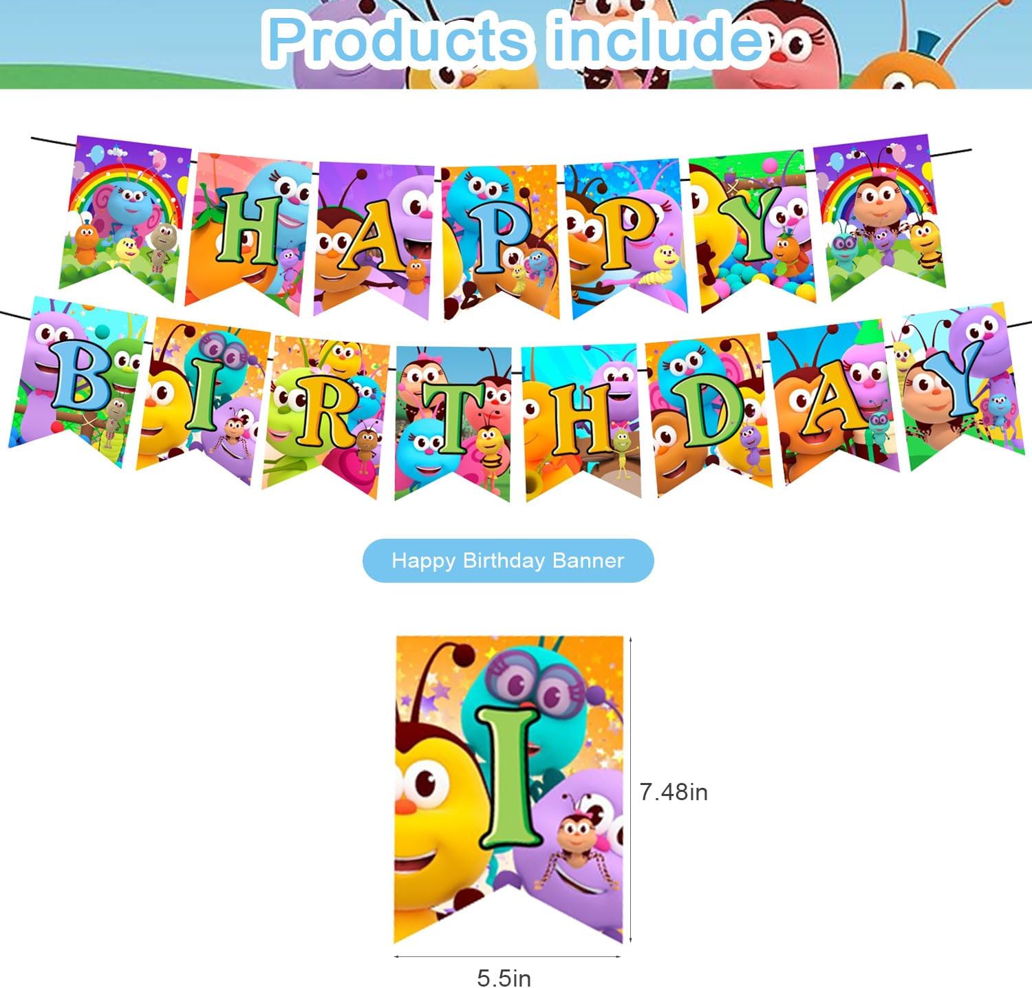 Bichi – Juego de decoraciones para fiestas, divertidos suministros de cumpleaños con temática de Bichi para niños, insectos de dibujos animados,