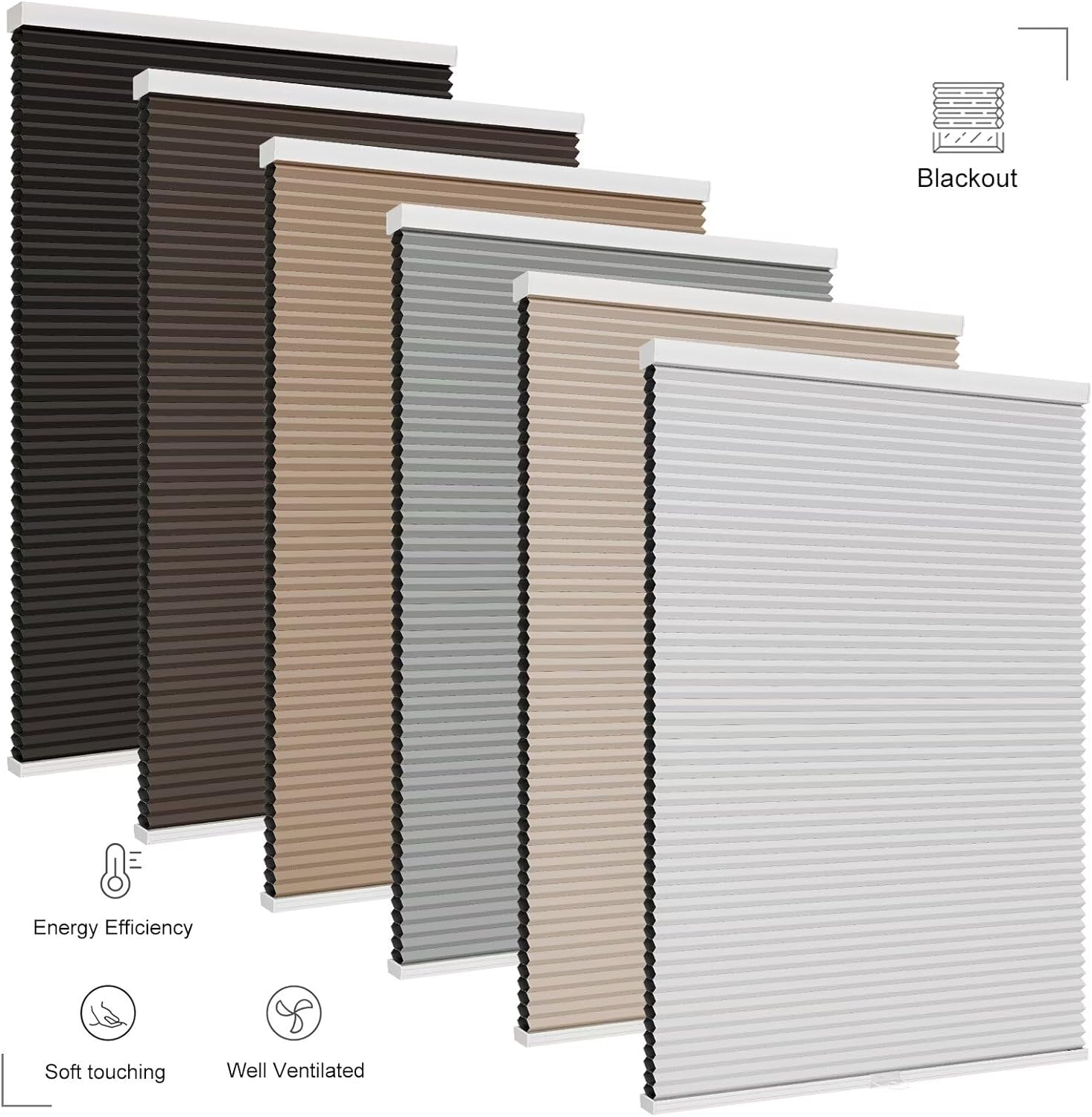 Changshade CEL34TP72A – Persiana opaca para instalación sin herramientas, para dormitorio, cocina, habitación de los niños, baño, oscurecimiento de