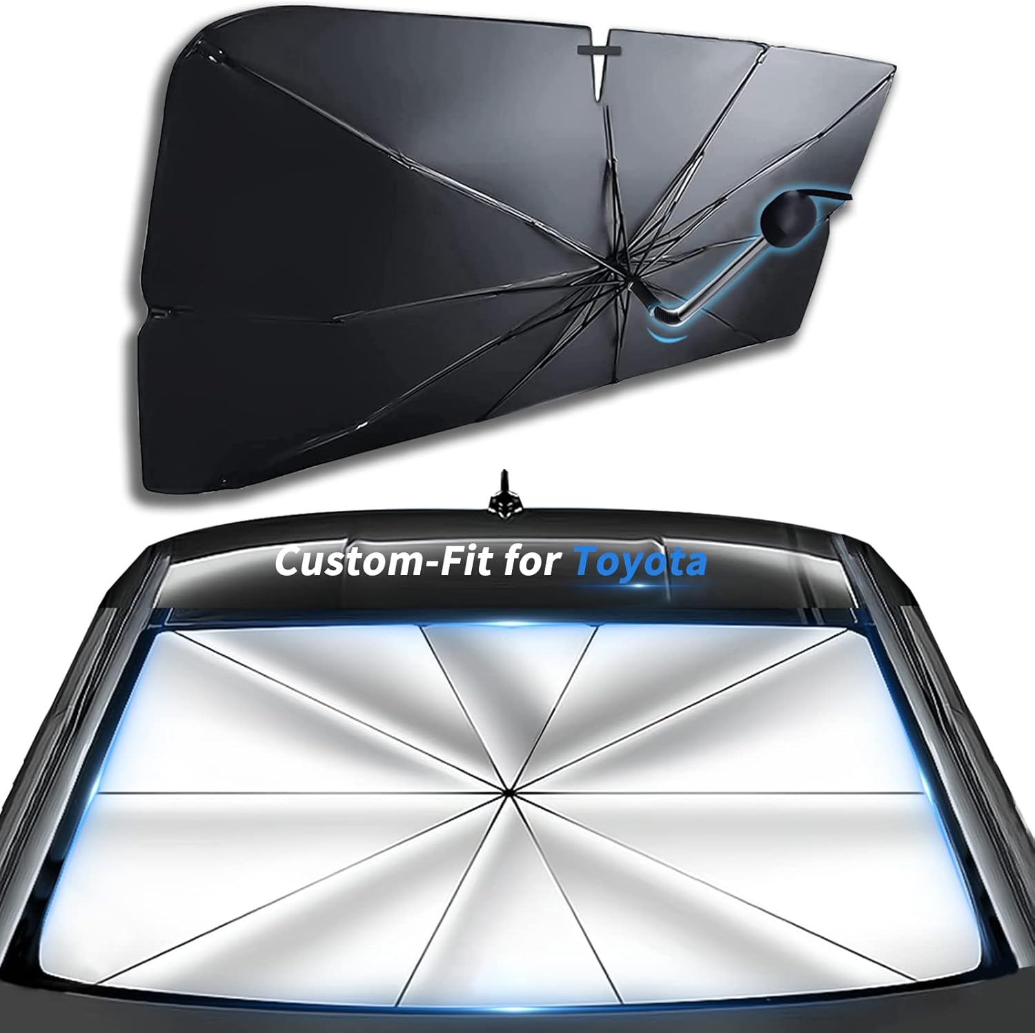 Parasol a medida para parabrisas de Toyota, rotación de 360, flexible, con bloqueo UV, ventana delantera del automóvil, diseñada para accesorios