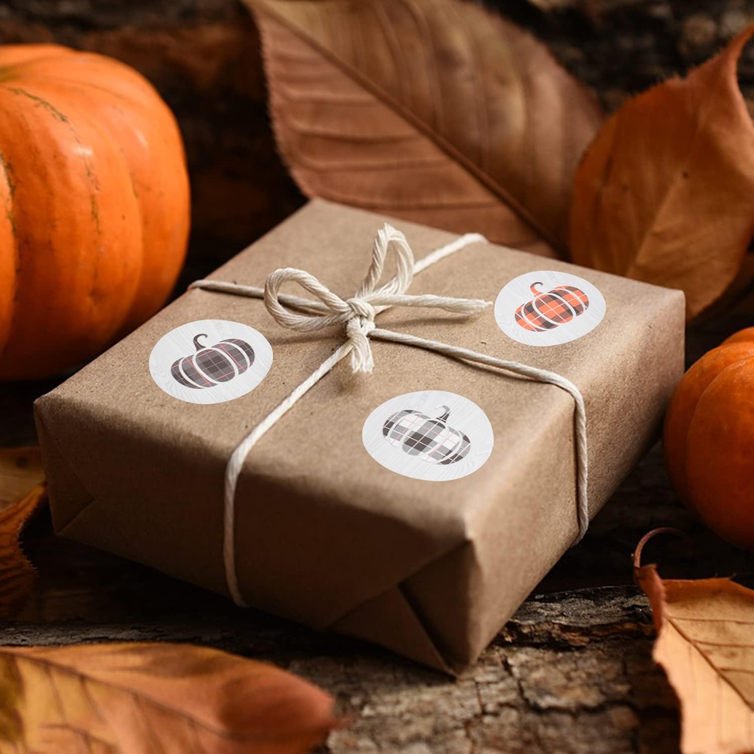 800 calcomanías de calabaza de Acción de Gracias, rollo de 8 estilos a cuadros con patrones de calabaza, calcomanías de calabaza para Halloween,