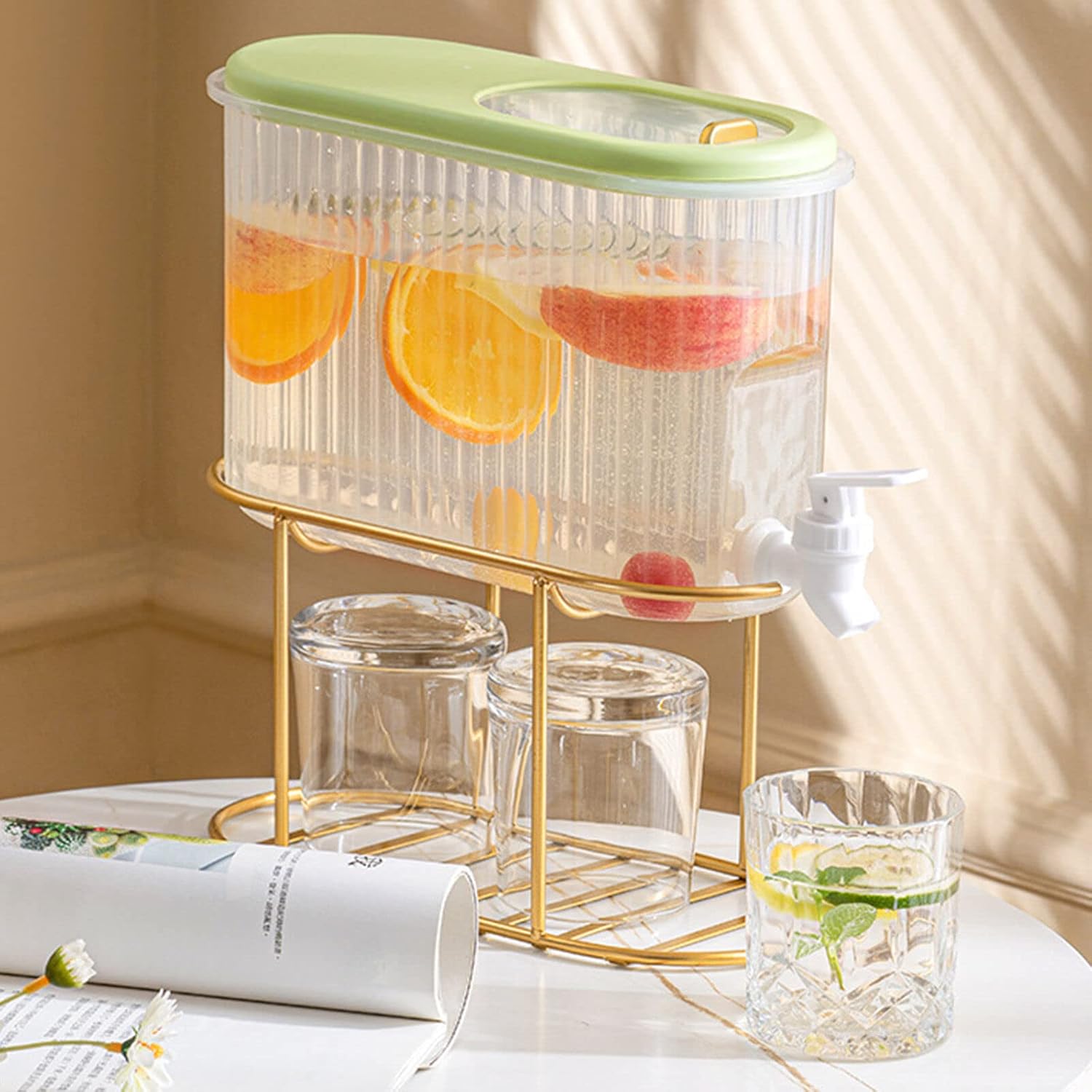 Dispensador de plástico con colador, dispensador de bebidas de gran capacidad de 3.5 litros, dispensador de jarra de agua duradero, refrigerador,