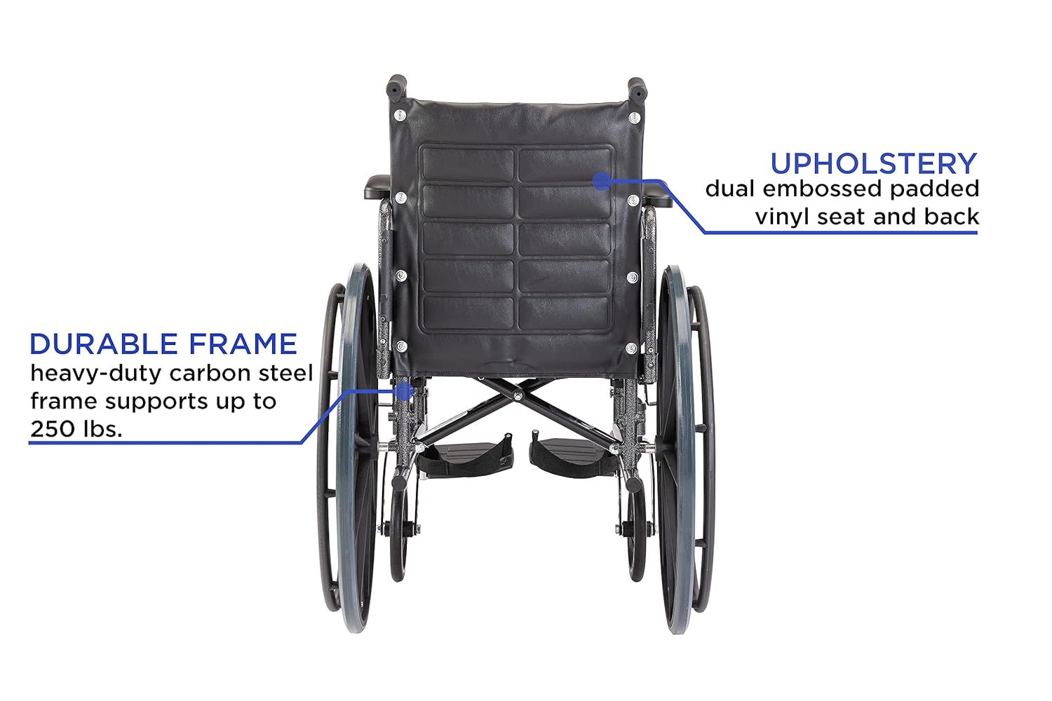 Invacare Tracer EX2 Silla de ruedas para adultos plegable estándar de 16 pulgadas, reposapiés y brazos completos