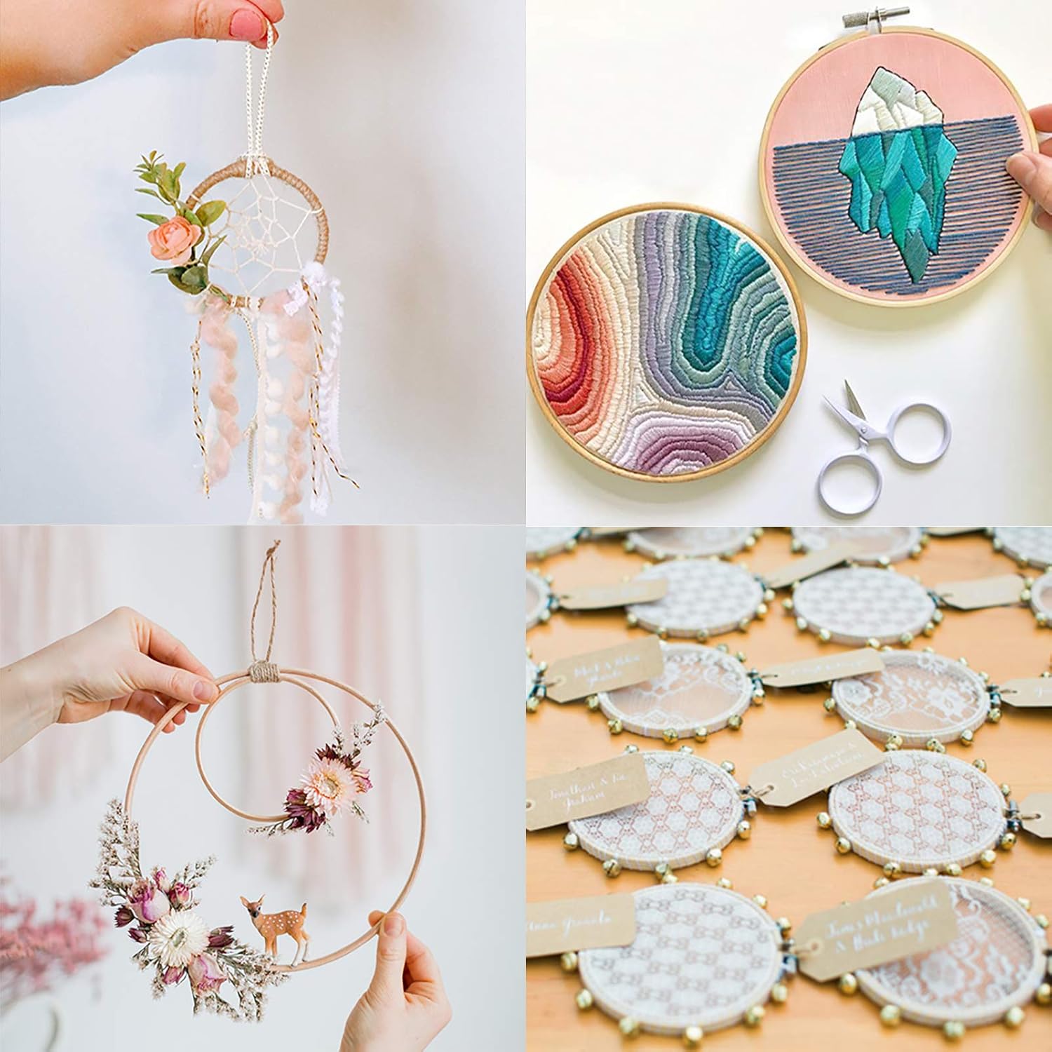 Similane 12 aros de bordado de 4 pulgadas, aro de bambú para bordado y punto de cruz, mini aro de bordado perfecto para decoración de Navidad