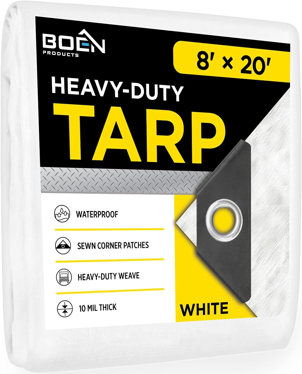 Cubierta de lona blanca resistente de 10 mil de grosor, multipropósito, impermeable, lona ideal para toldo de tienda, barco, RV o cubierta de