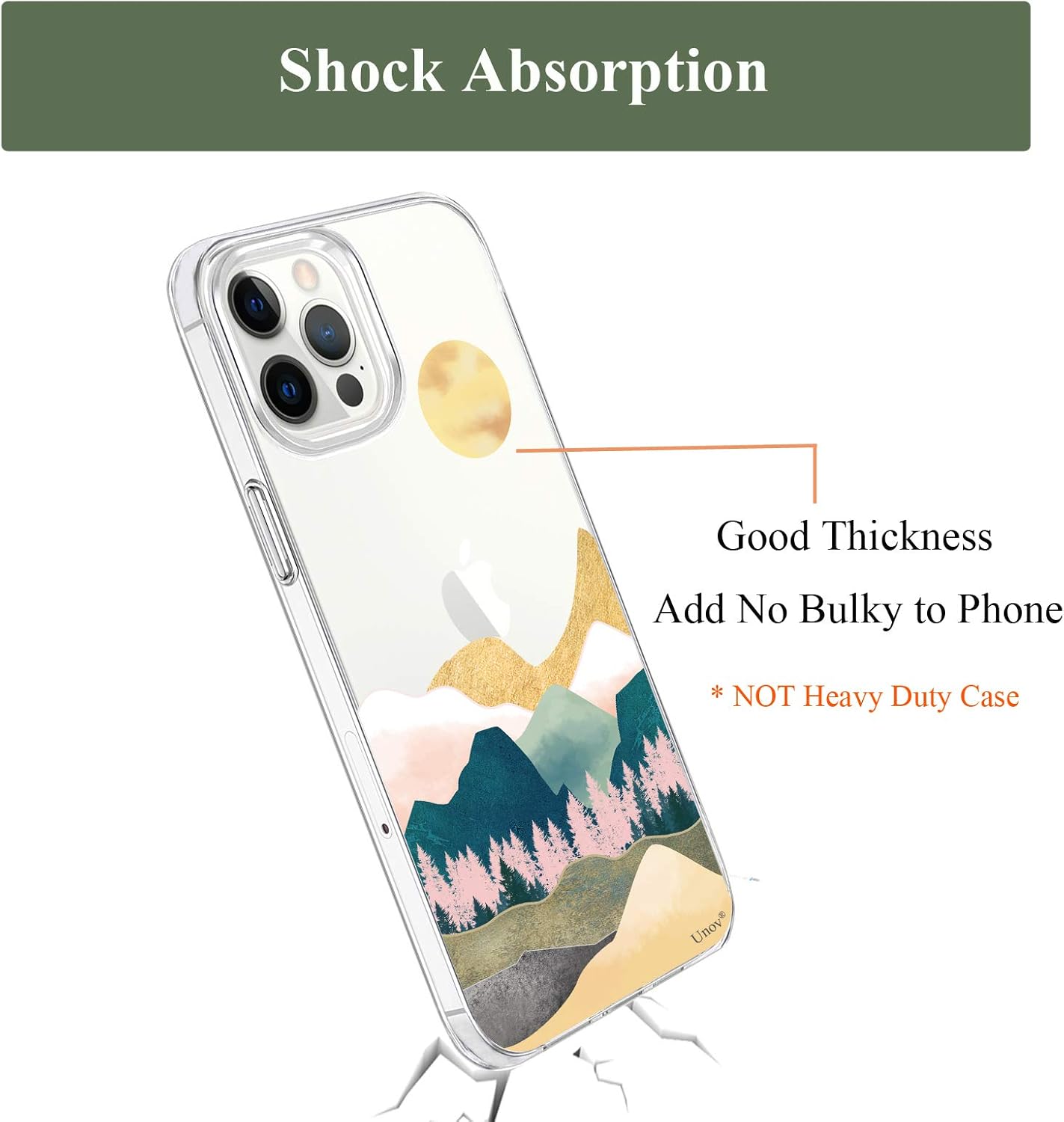 Unov Case Compatible with iPhone 12 iPhone 12 Pro Case Clear with Design Slim Protective Soft TPU Bumper Embossed Pattern 6.1 Inch (Sierra Mountains)