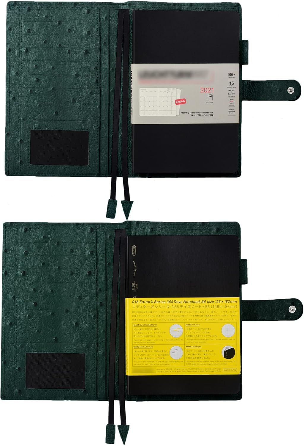 Funda de planificador B6 de piel auténtica, organizador personal con bucle para bolígrafo, ranuras para tarjetas, bolsillos con cremallera,