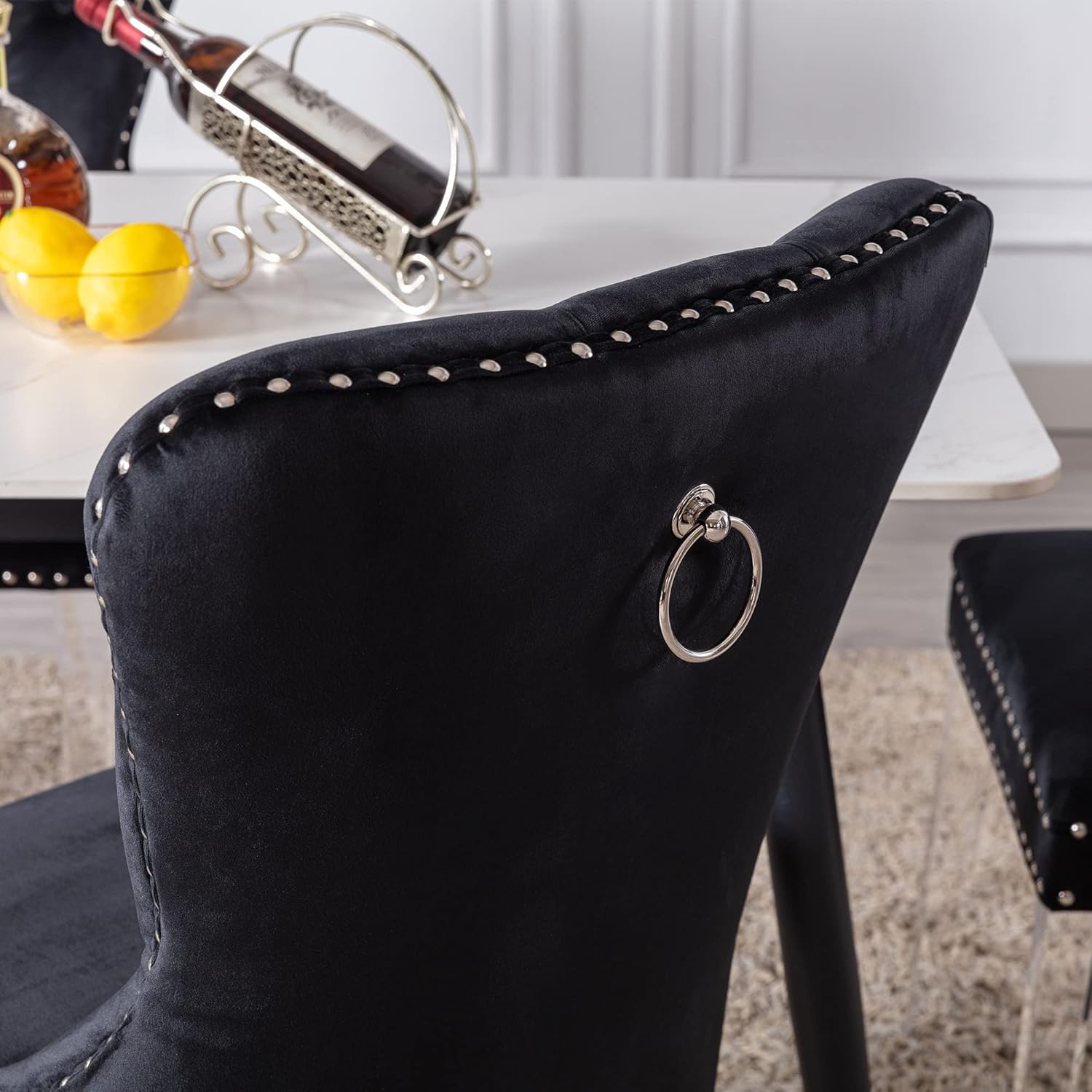 chairus Juego de 2 sillas de comedor modernas de terciopelo Parsons con respaldo copetudo, sillas de sala de estar con patas de acrílico