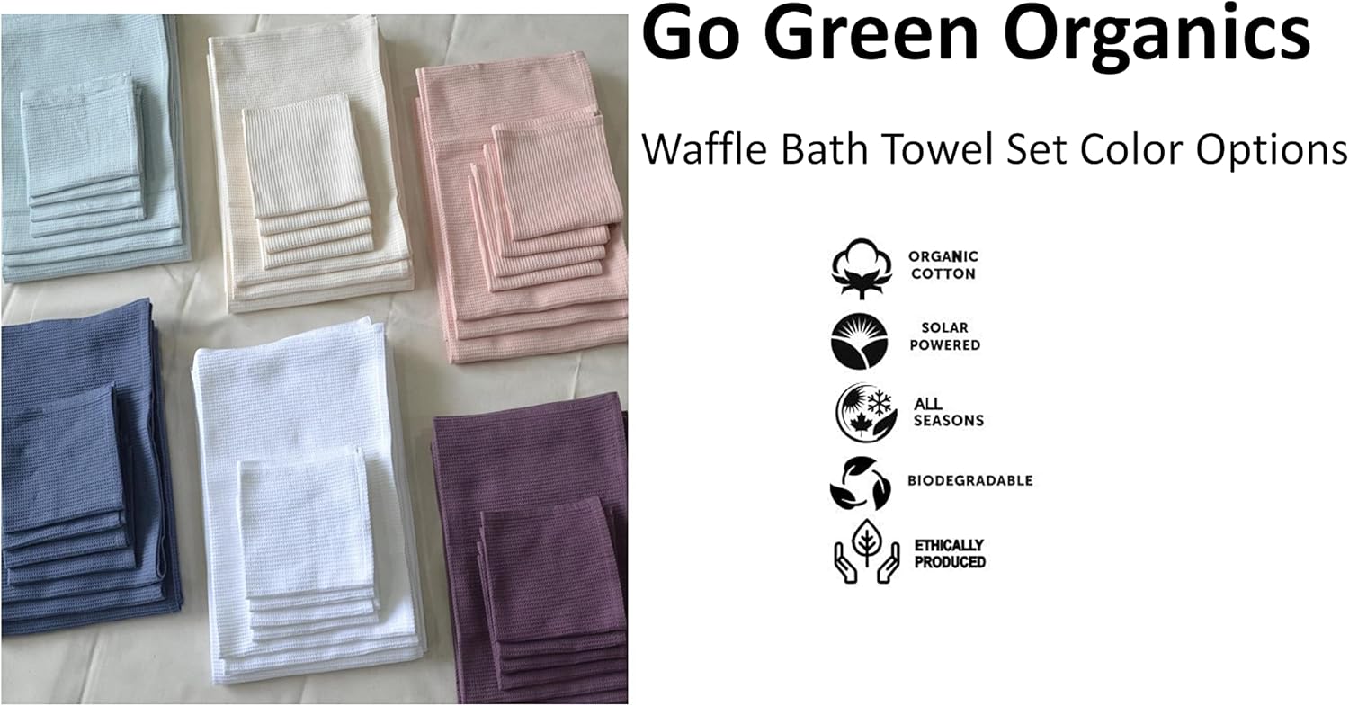 Juego de toallas de baño de algodón orgánico con certificación GOTS, rubor perlado, súper absorbente y de secado rápido, sin suavizantes, respetuoso