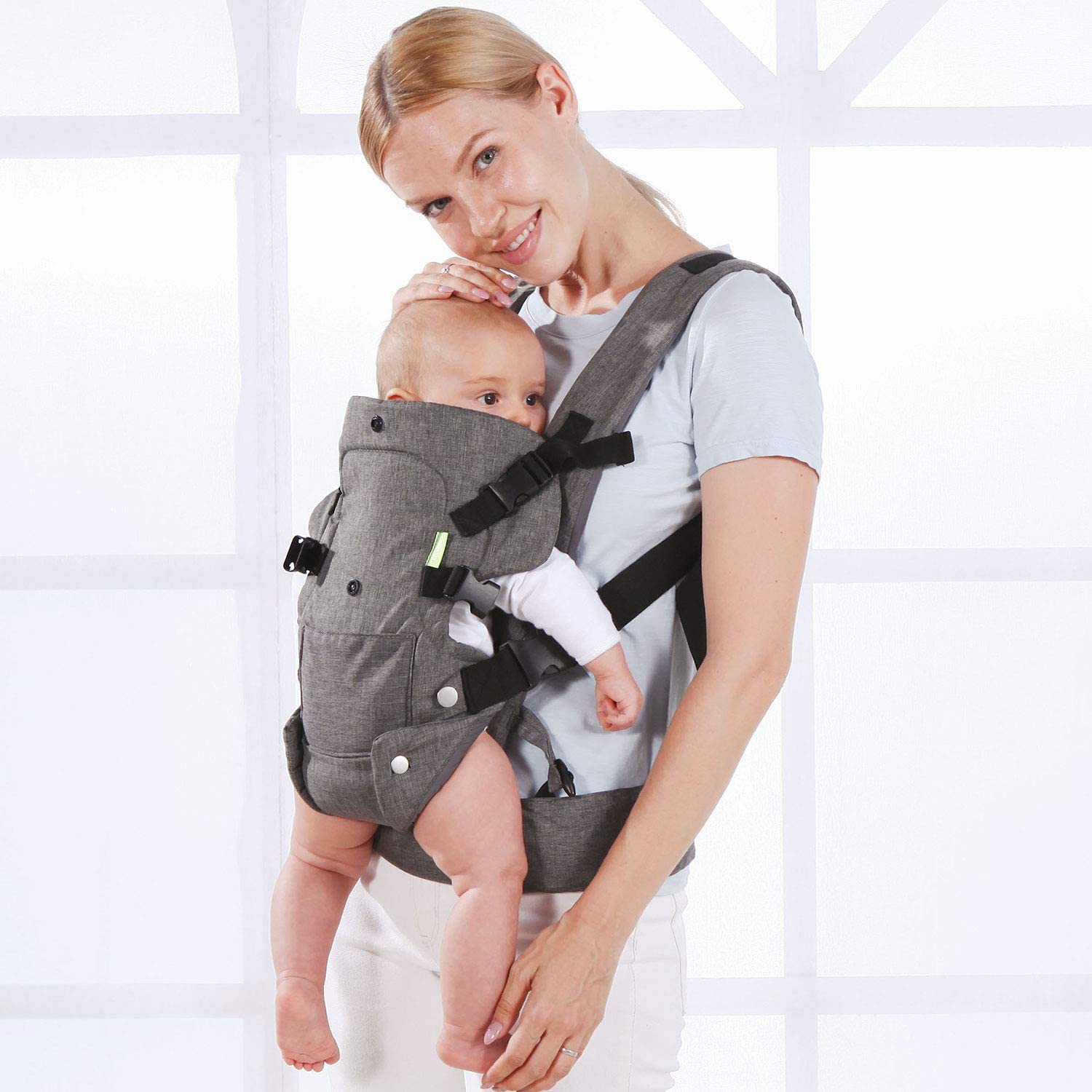 Portabebés para recién nacidos a niños pequeños, portabebés, acogedor portabebés ligero, ajustable, portabebés para bebés de 7 a 45 libras, para