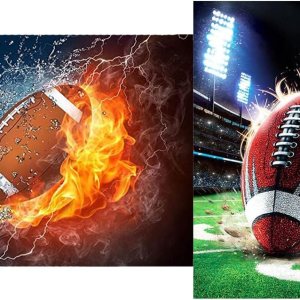 Apomelo 2 paquetes de kits de pintura de diamantes de fútbol para decoración, 12 x 16 pulgadas, fútbol de fuego + cuenco de fútbol americano Apomelo 2 paquetes de kits de pintura de diamantes de fútbol para decoración, 12 x 16 pulgadas, fútbol de fuego + cuenco de fútbol americano