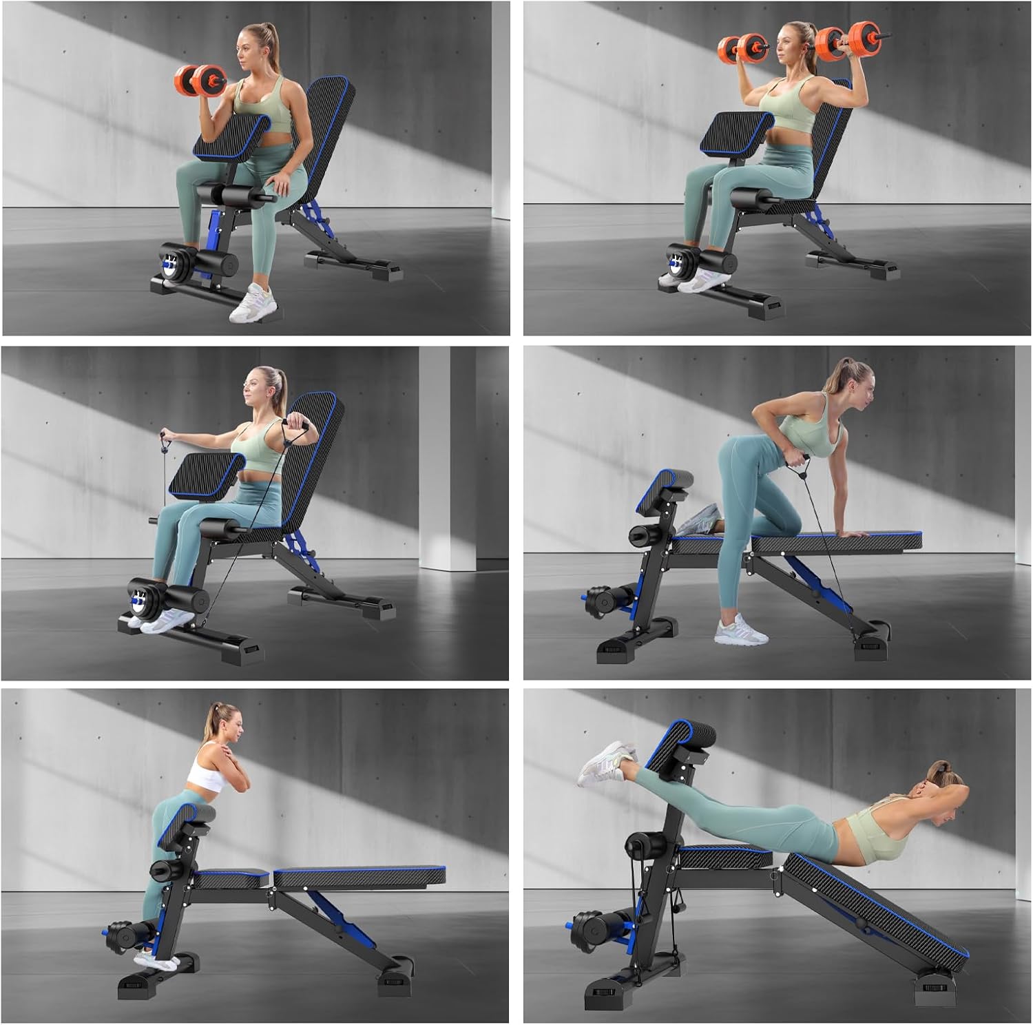 Banco de pesas ajustable banco de entrenamiento plegable, ideal para entrenamiento de fuerza de cuerpo completo, inclinación, banco plano de