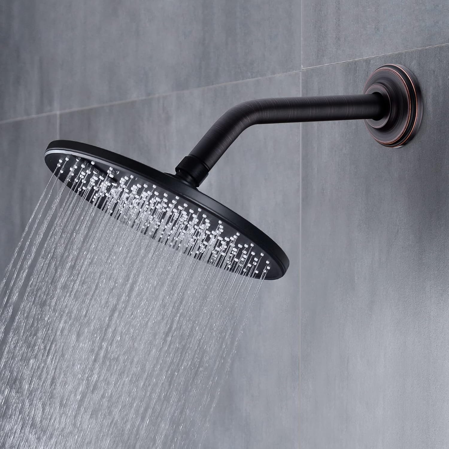Brazo de ducha en ángulo con brida, montado en la pared de acero inoxidable resistente de 9 pulgadas, brazo extensor de tubo de extensión de cabezal
