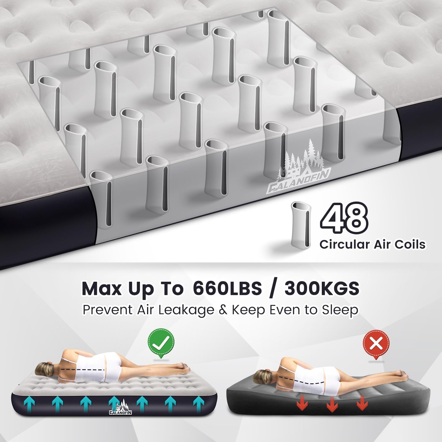 Colchón inflable Queen con bomba de batería integrada de 2500 mAh de 10 pulgadas de altura, colchón inflable de infladodesinflado rápido y fácil