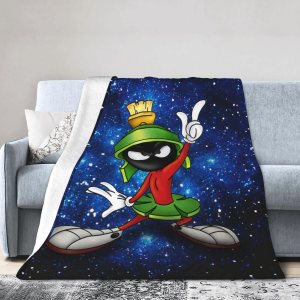 ma-rvin – Manta de franela de dibujos animados ma-rtian suave, acogedora y ligera para ropa de cama del hogar, 80 x 60 pulgadas ma-rvin – Manta de franela de dibujos animados ma-rtian suave, acogedora y ligera para ropa de cama del hogar, 80 x 60 pulgadas