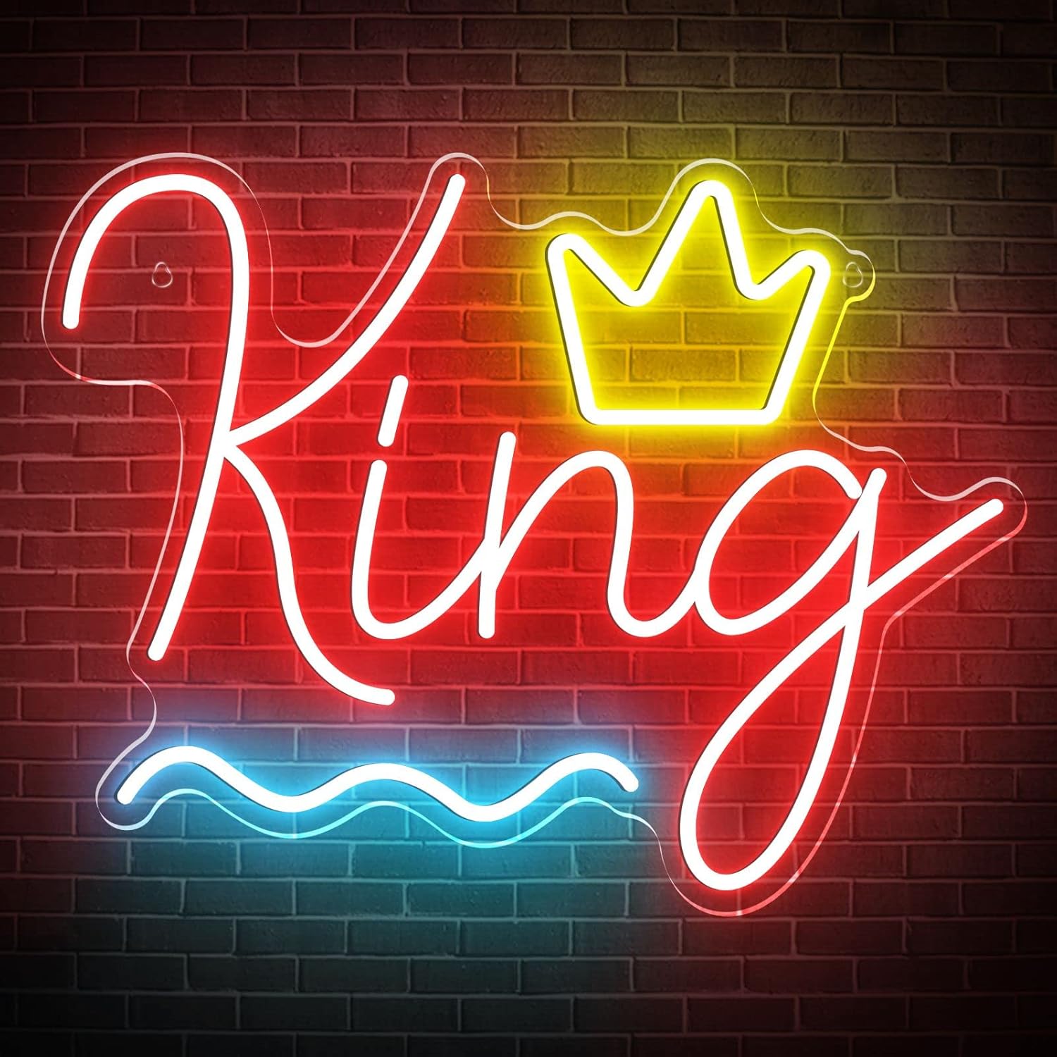 Letreros de neón King para decoración de pared, luces LED grandes con interruptor, letreros de neón para decoración del hogar, decoración