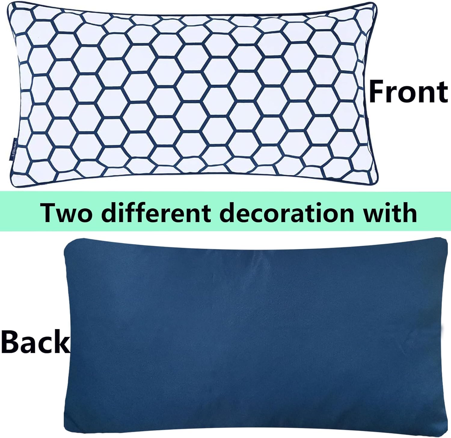 Paquete de 2 fundas de almohada decorativas para sofá, fundas de almohada Accent Carra de 12 x 24 pulgadas, hexagonal, geométrico, panal de abeja,