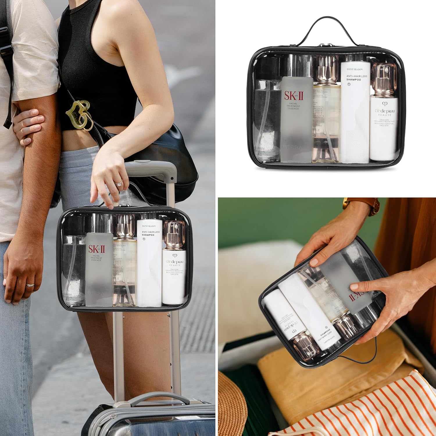 Lychii Bolsa de aseo aprobada por la TSA, bolsa de viaje transparente para artículos de tocador líquidos, organizador de bolsas de cosméticos de