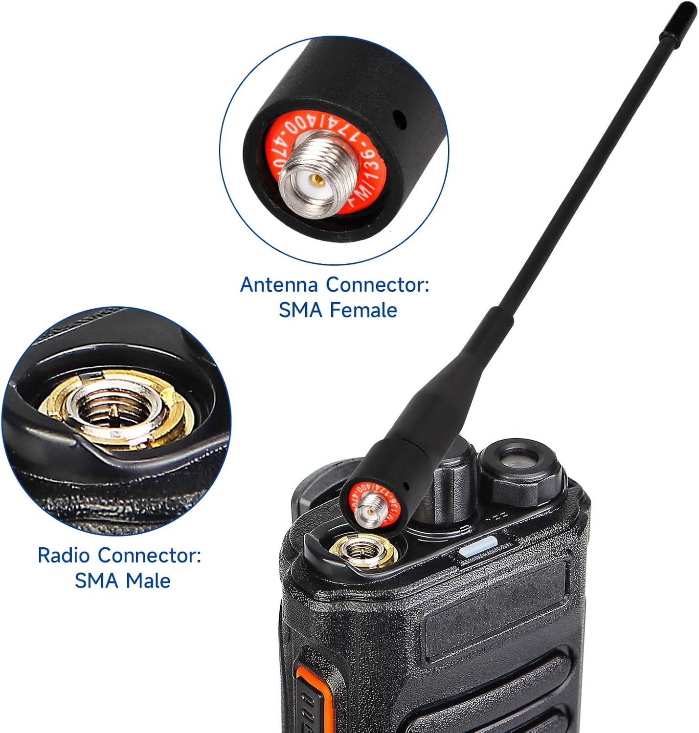 Eightwood Antena de radio bidireccional de 8 pulgadas, VHFUHF de doble banda SMA hembra flexible de mano antena de radio de mano 2 unidades para