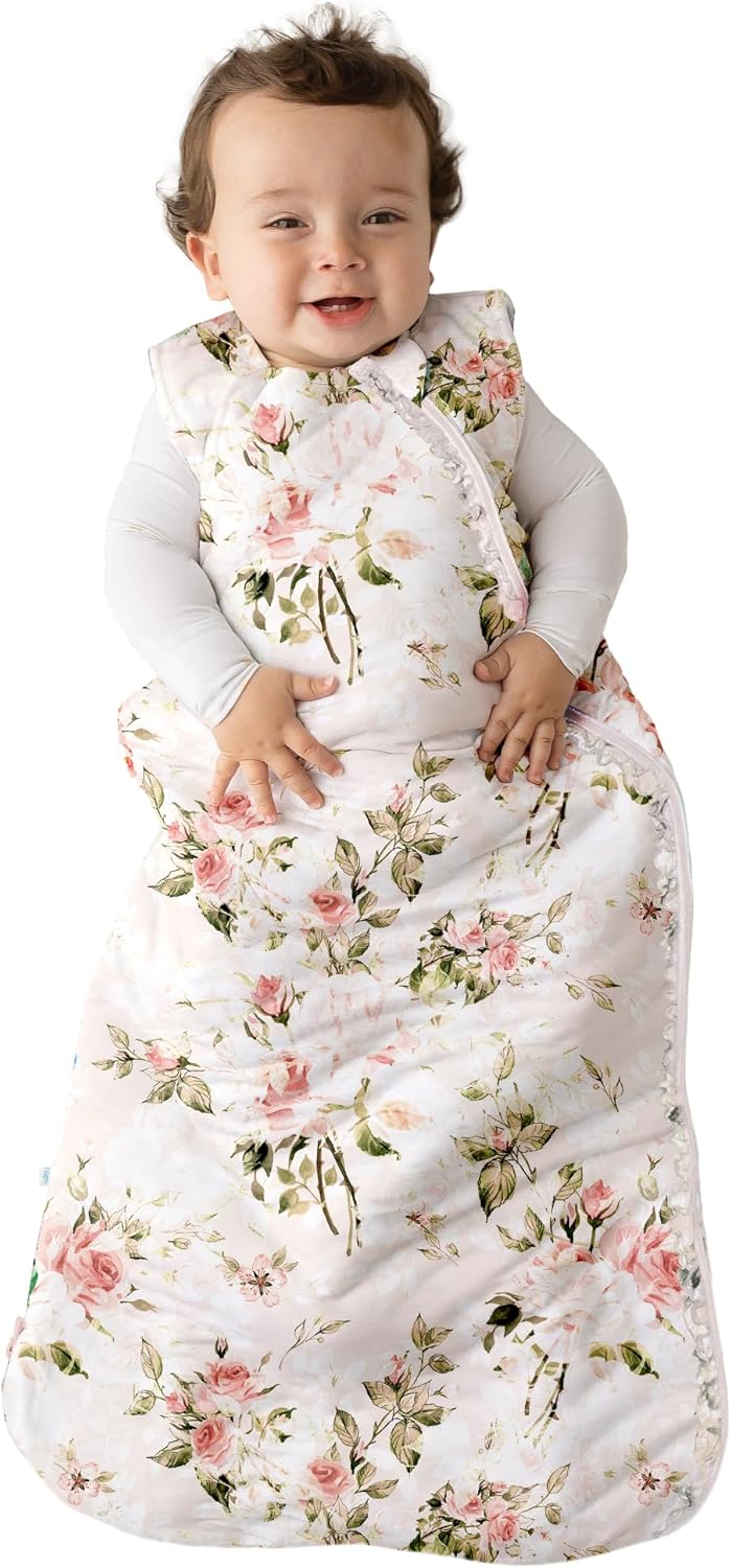 Posh Peanut Manta portátil para bebé, bolsa de dormir sin mangas con volantes para recién nacido, viscosa de bambú para bebés, 0.5 TOG