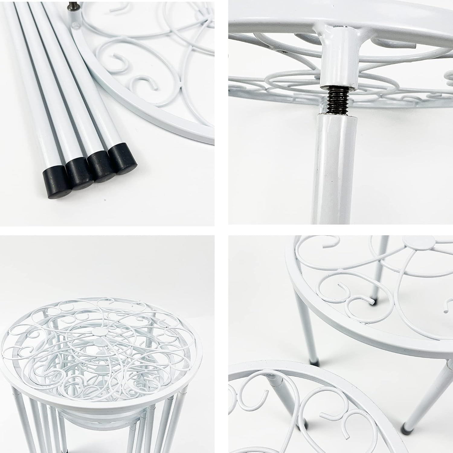 HAINARverS Soporte de metal para plantas, paquete de 5 unidades, soporte de hierro resistente a la corrosión, soporte redondo de exhibición