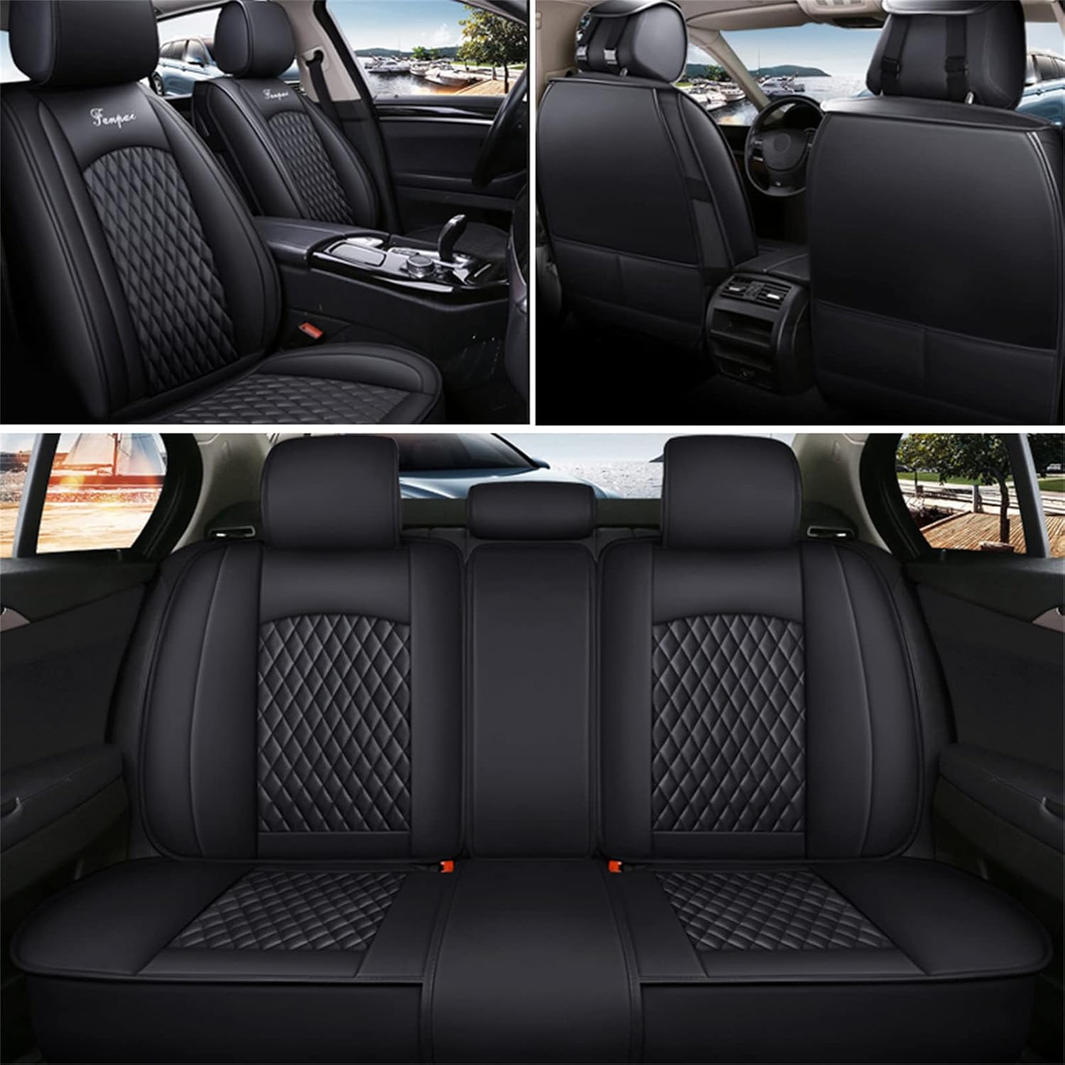 Fundas de asiento de coche para Cadillac ATS CT6 XTS SRX XT5 CTS STS SLS DeVille Escallade Juego completo de fundas de asiento delantero trasero de