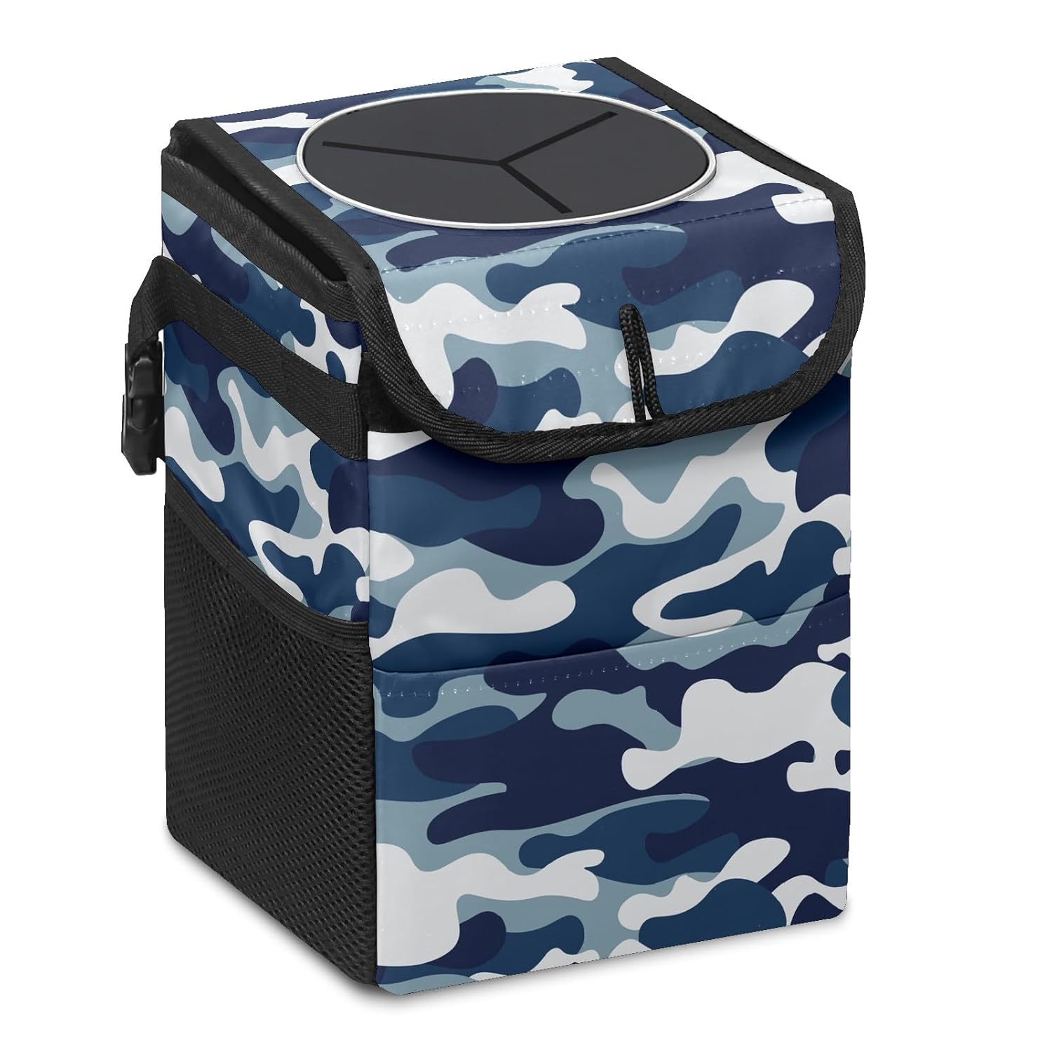 SOLONDA Papelera plegable con tapa para asiento trasero de automóvil, a prueba de fugas, bolsa de basura para colgar en el auto, cubo de basura de