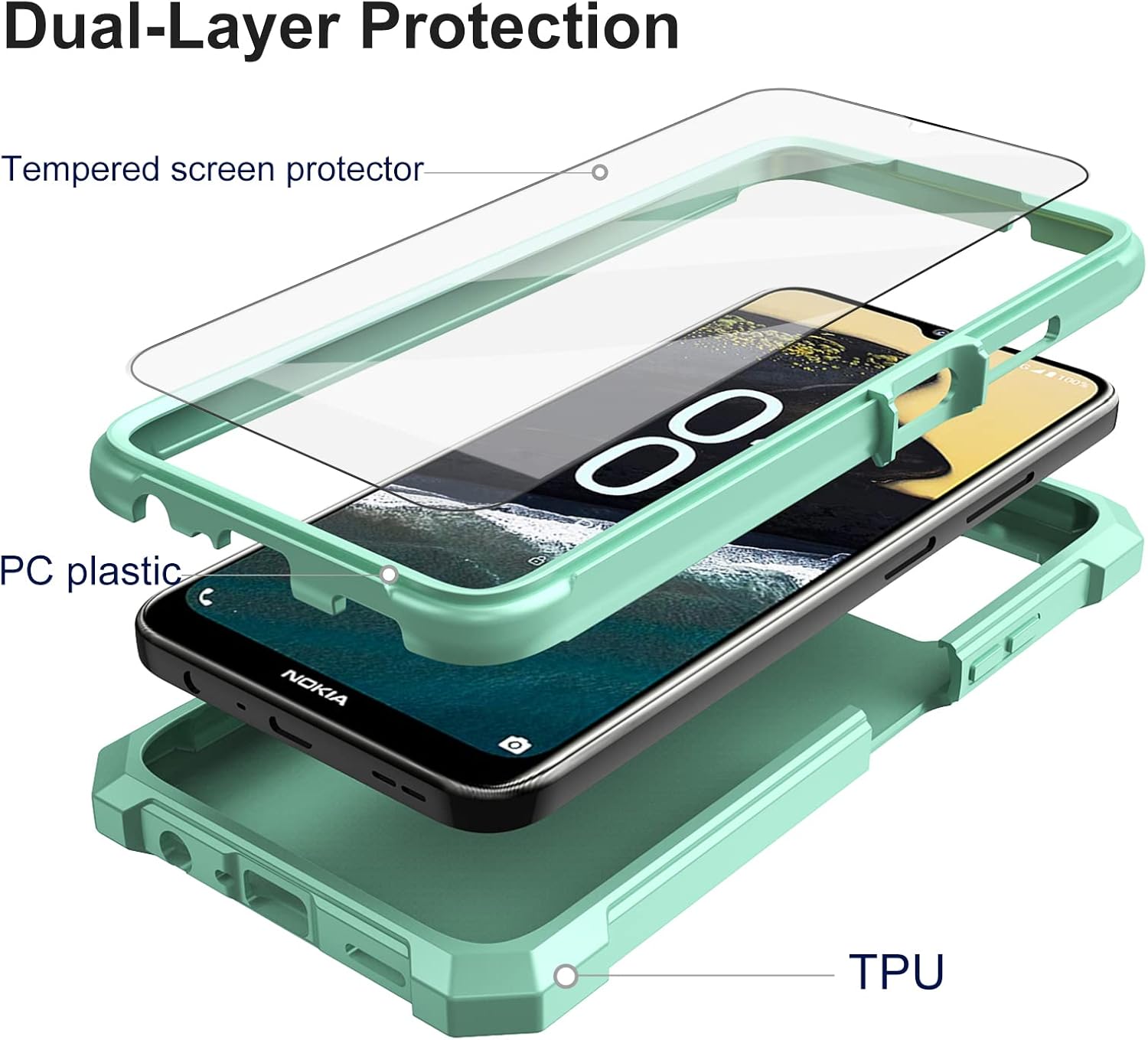 Ailiber Funda para Nokia G310, Nokia G310 con protector de pantalla, protección de estructura de 2 capas, esquinas que absorben los golpes,