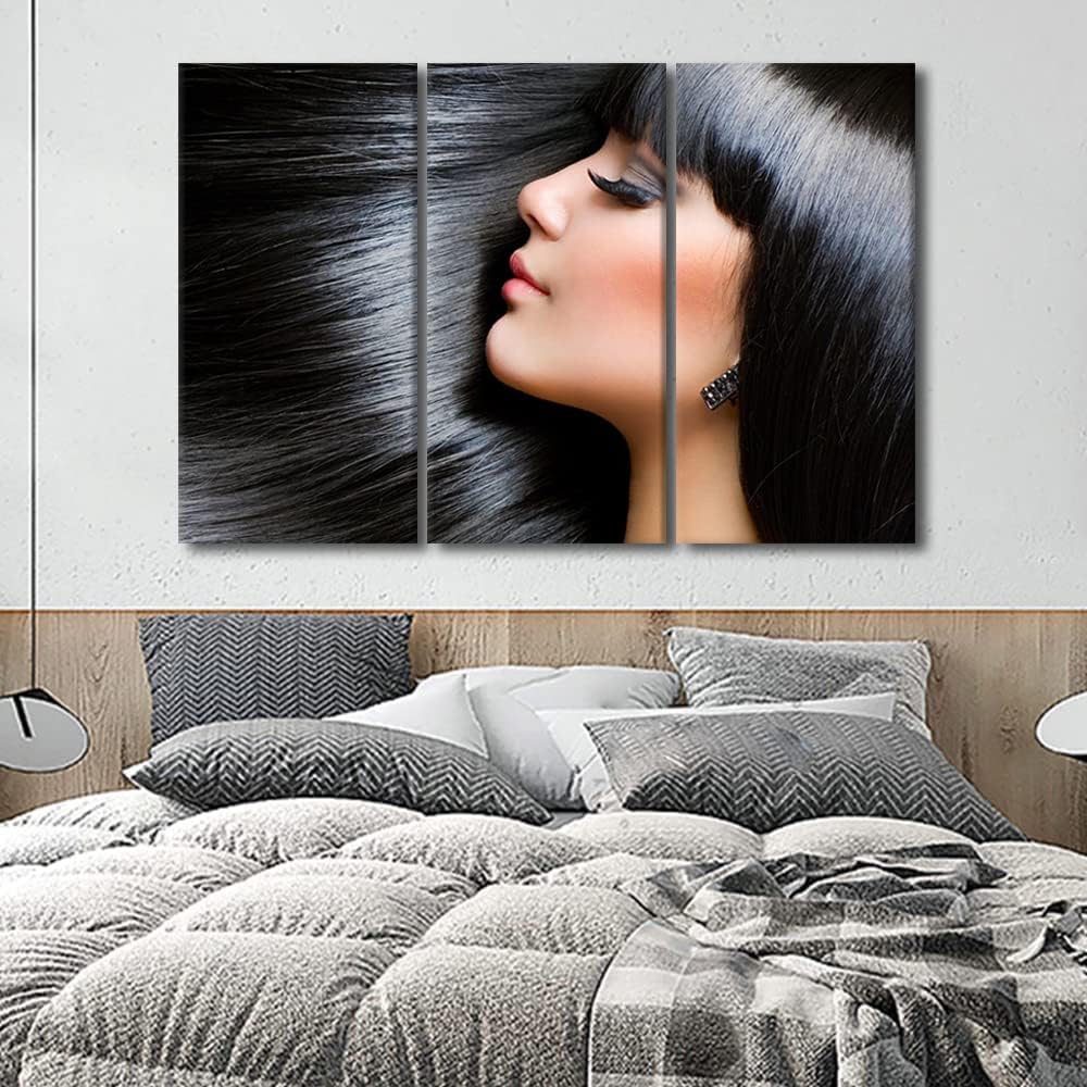 TUMOVO Obra de arte moderna multipanel, imágenes de salón de belleza para sala de estar, lienzo de pared para mujer, arte de pared de peluquería