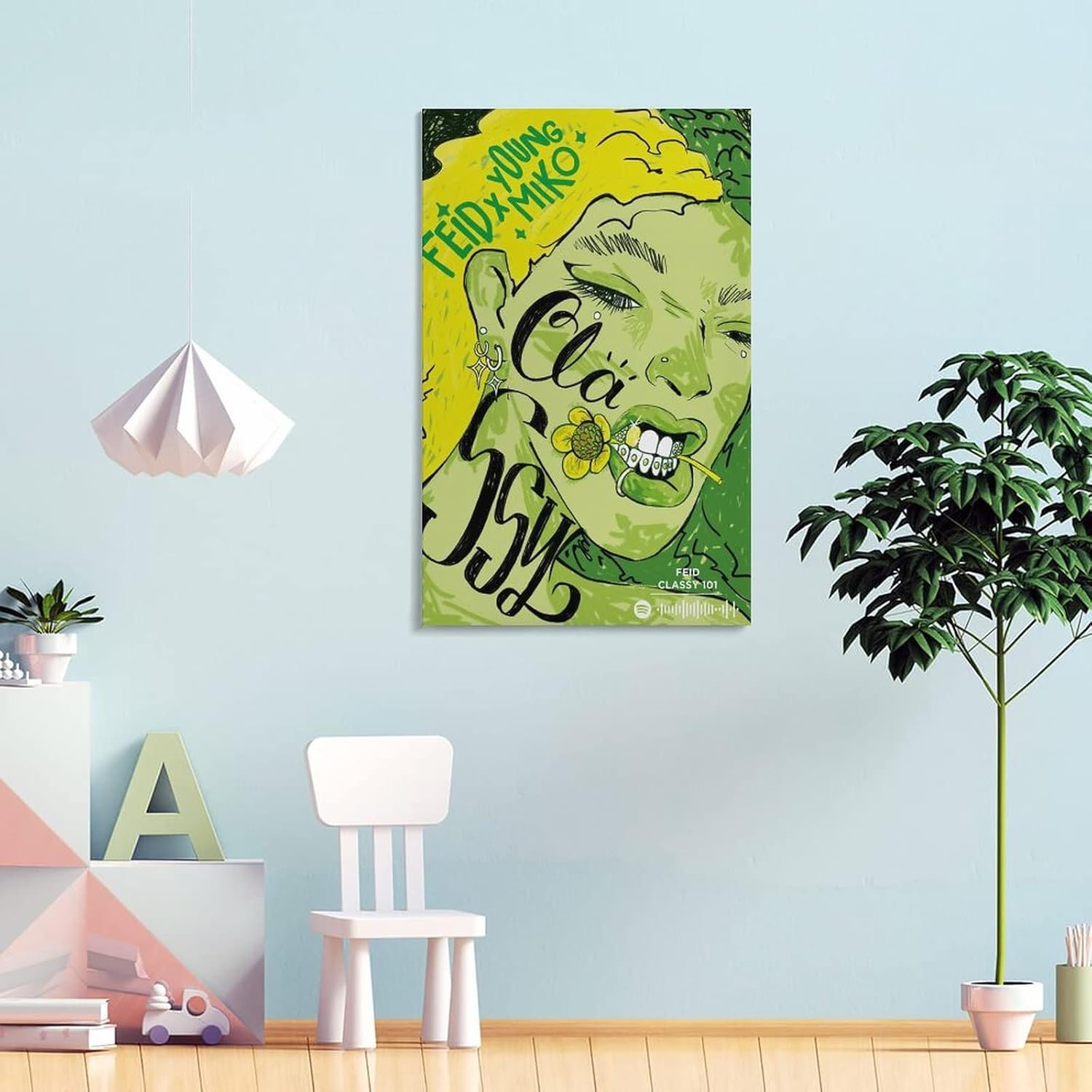 Feid Classy 101 – Póster de lienzo para decoración de dormitorio, paisaje, oficina, San Valentín, cumpleaños, regalo, marco, estilo 12 x 18 pulgadas