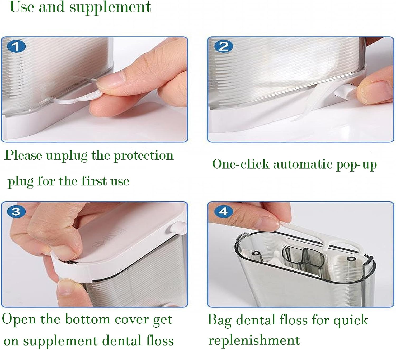 Holy Rose Dispensador de hilo dental 2 cajas, palillos de hilo dental portátil, 2 cajas, con varitas de hilo dental para adultos, 196 unidades,