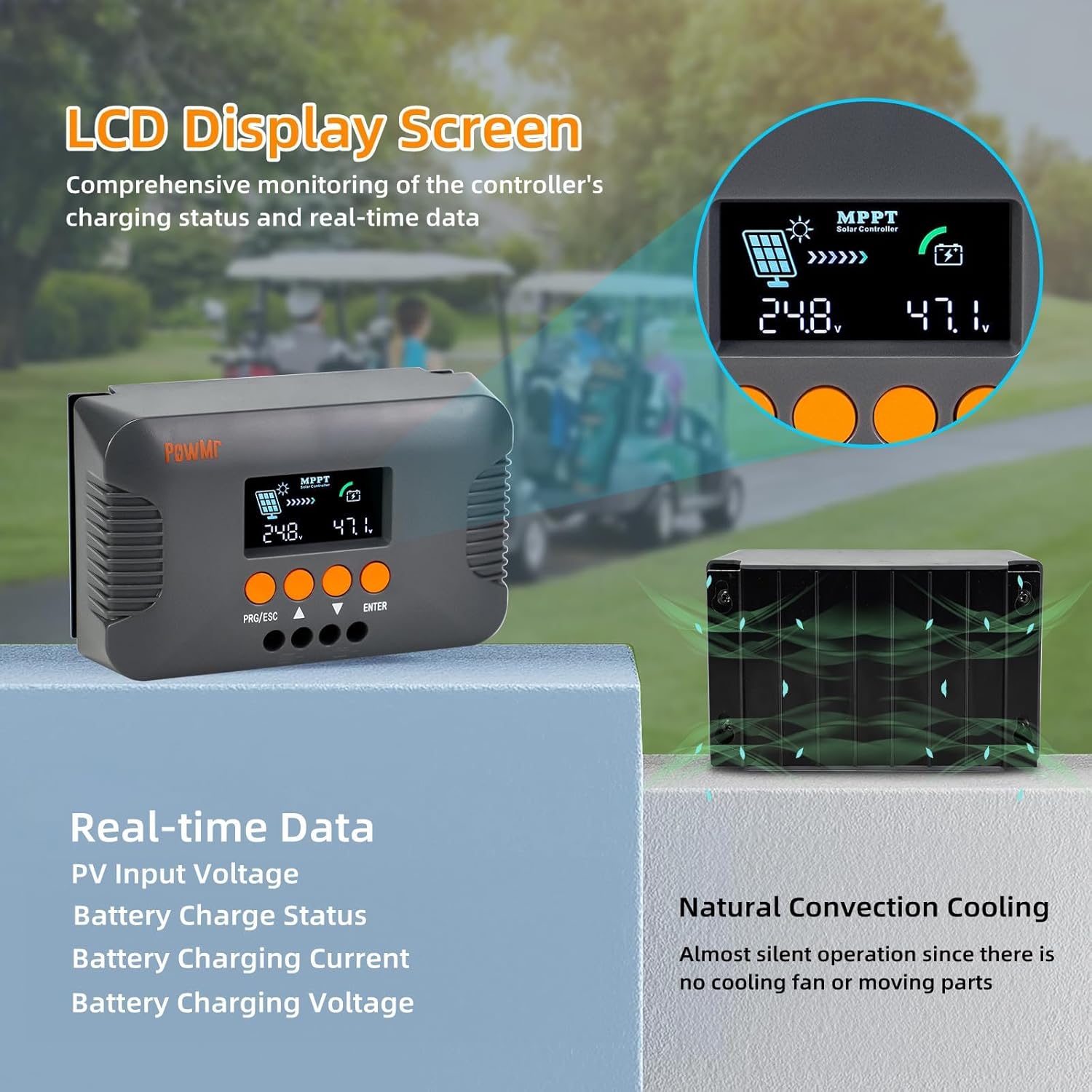 PowMr Boost – Controlador de carga solar 24V36V48V60V72V 10A MPPT, regulador de panel solar para gel sellado, batería de plomo-ácido y li, para