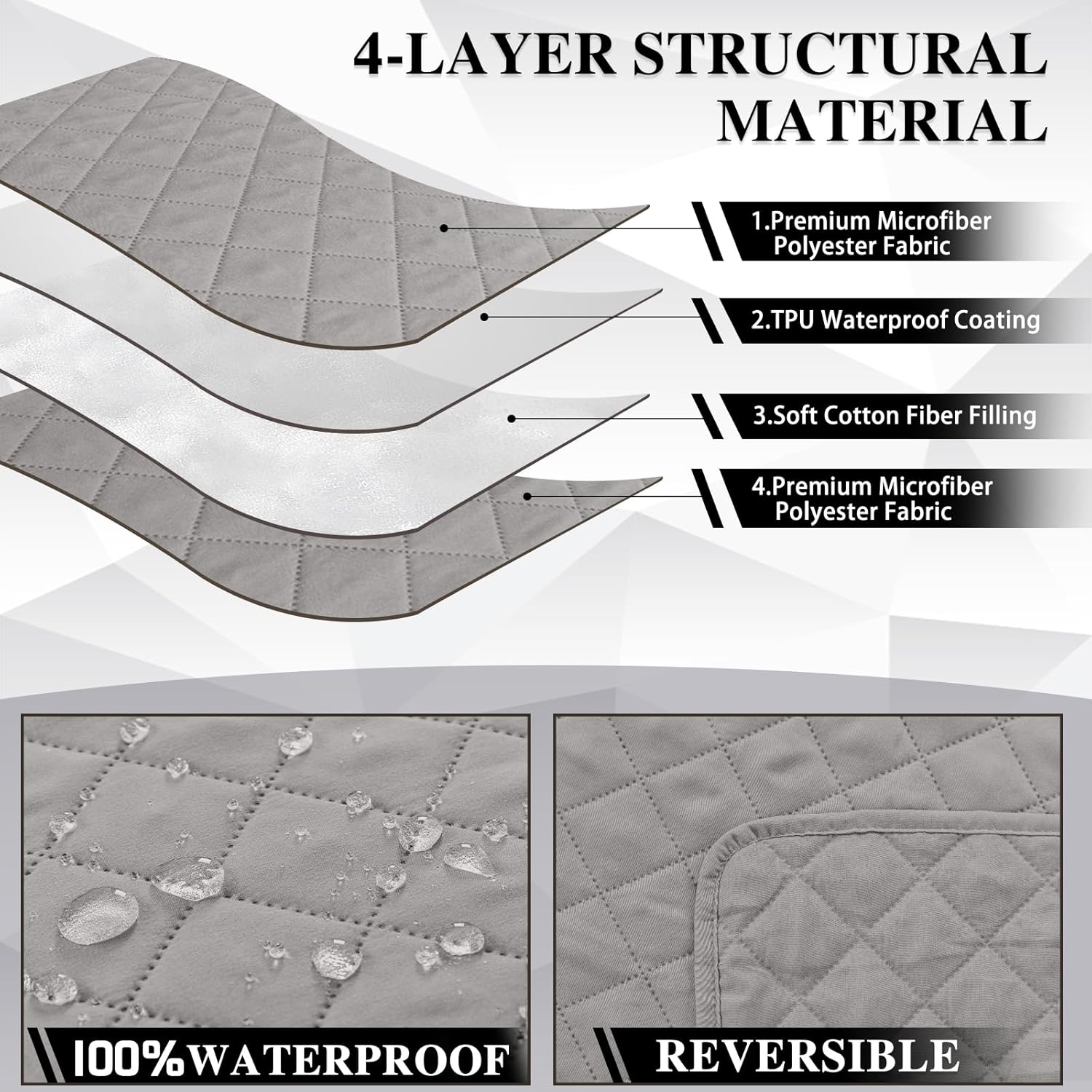 Fundas para sofá modular, impermeables, en forma de L, 2 piezas, reversible, con funda para diván, protector duradero de muebles, fundas de sofá