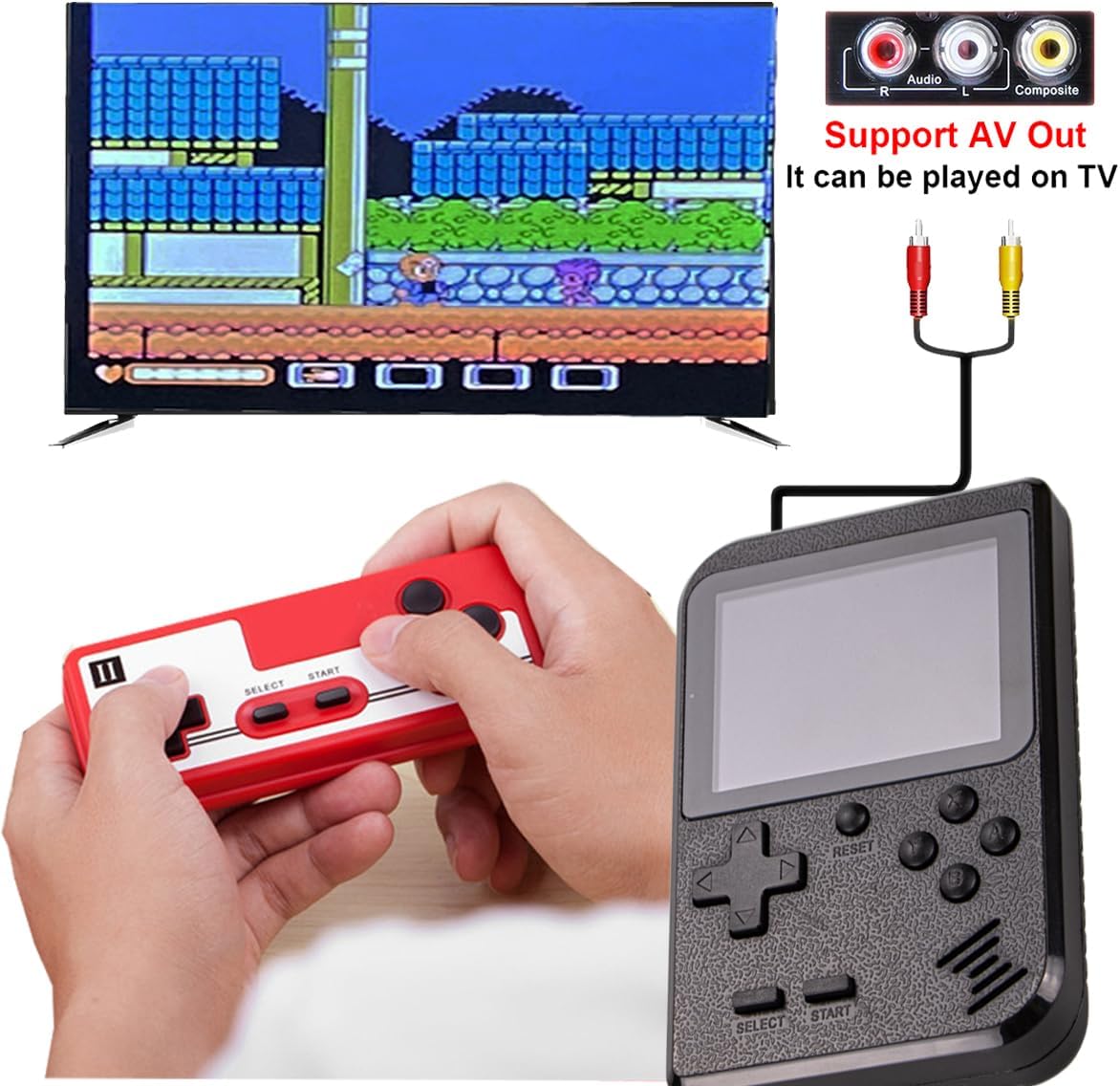 Consola de juegos portátil retro mini reproductor de juegos con 400 juegos clásicos de FC compatibles con 2 jugadores y conexión de TV, regalo de