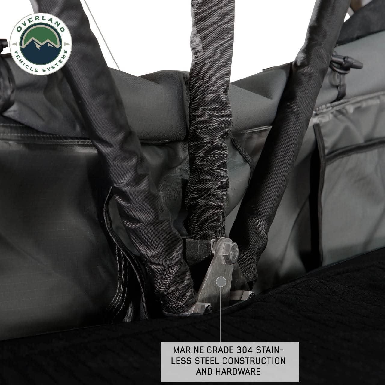 Overland Vehicle Systems HD Nomadic 3 – Tienda de campaña de techo de cubierta suave estándar, base gris oscuro con mosca de lluvia verde y cubierta