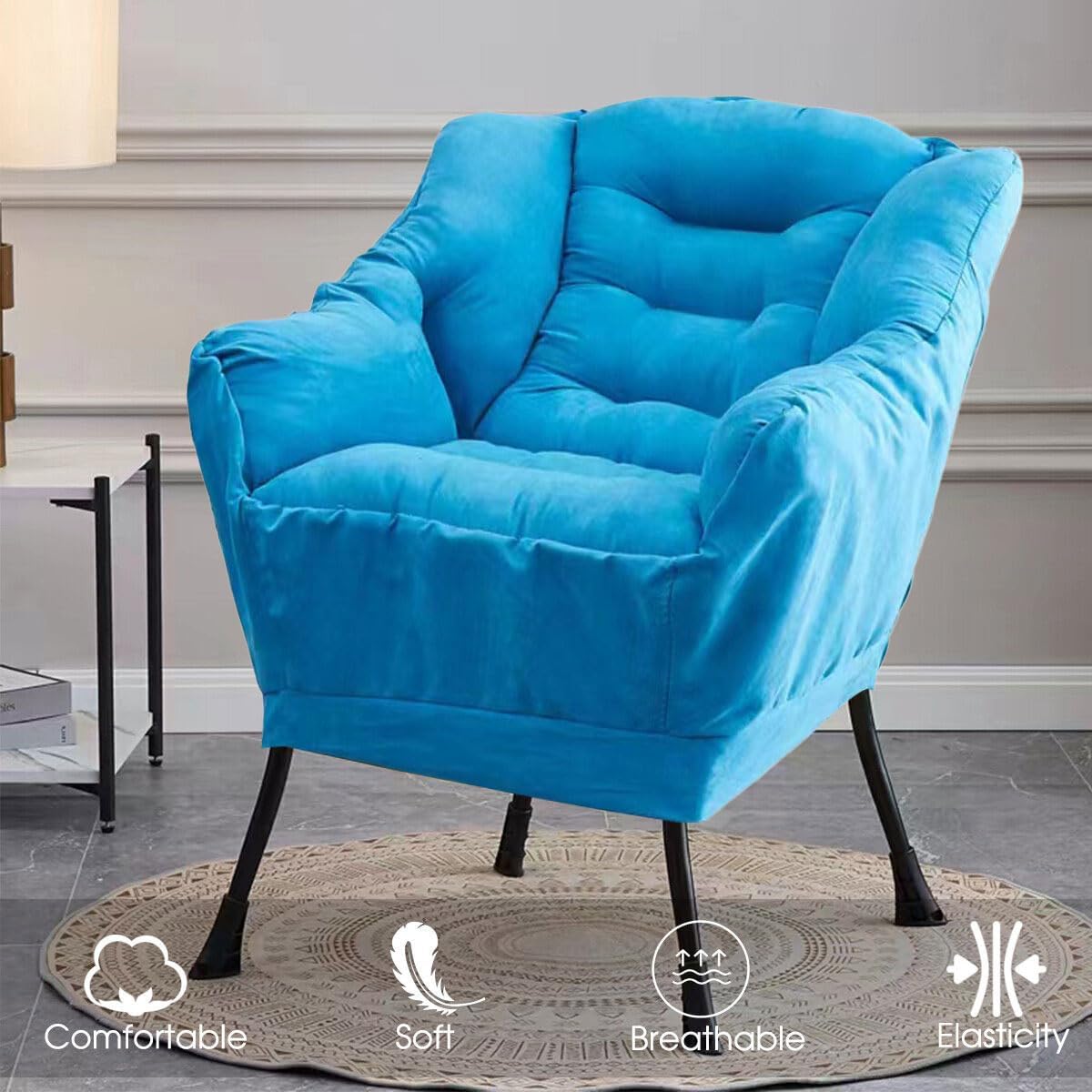 Silla Lazy con otomana, moderna silla grande con reposapiés y un bolsillo lateral, sofá individual silla de lectura para dormitorio, sala de estar,