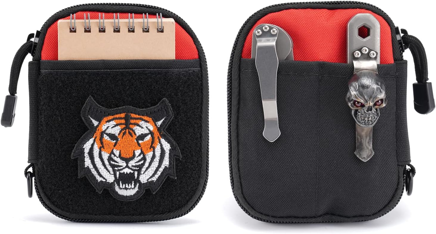 Bolsa EDC, organizador de bolsillo, bolsa poderosa para hombres, bolsas EDC con velcro, pequeña bolsa de herramientas con anillo en D, organizador