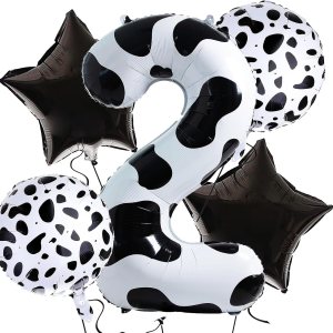 5 globos con estampado de vaca, globos de número de 40 pulgadas, 2 globos con estampado de vaca blanca, globos temáticos de vaquera occidental para 5 globos con estampado de vaca, globos de número de 40 pulgadas, 2 globos con estampado de vaca blanca, globos temáticos de vaquera occidental para